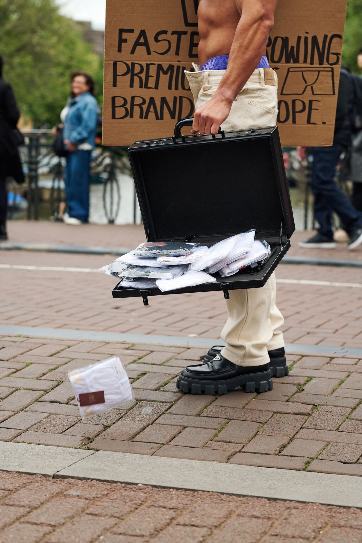 An open LVW case full of underwear in Amsterdam