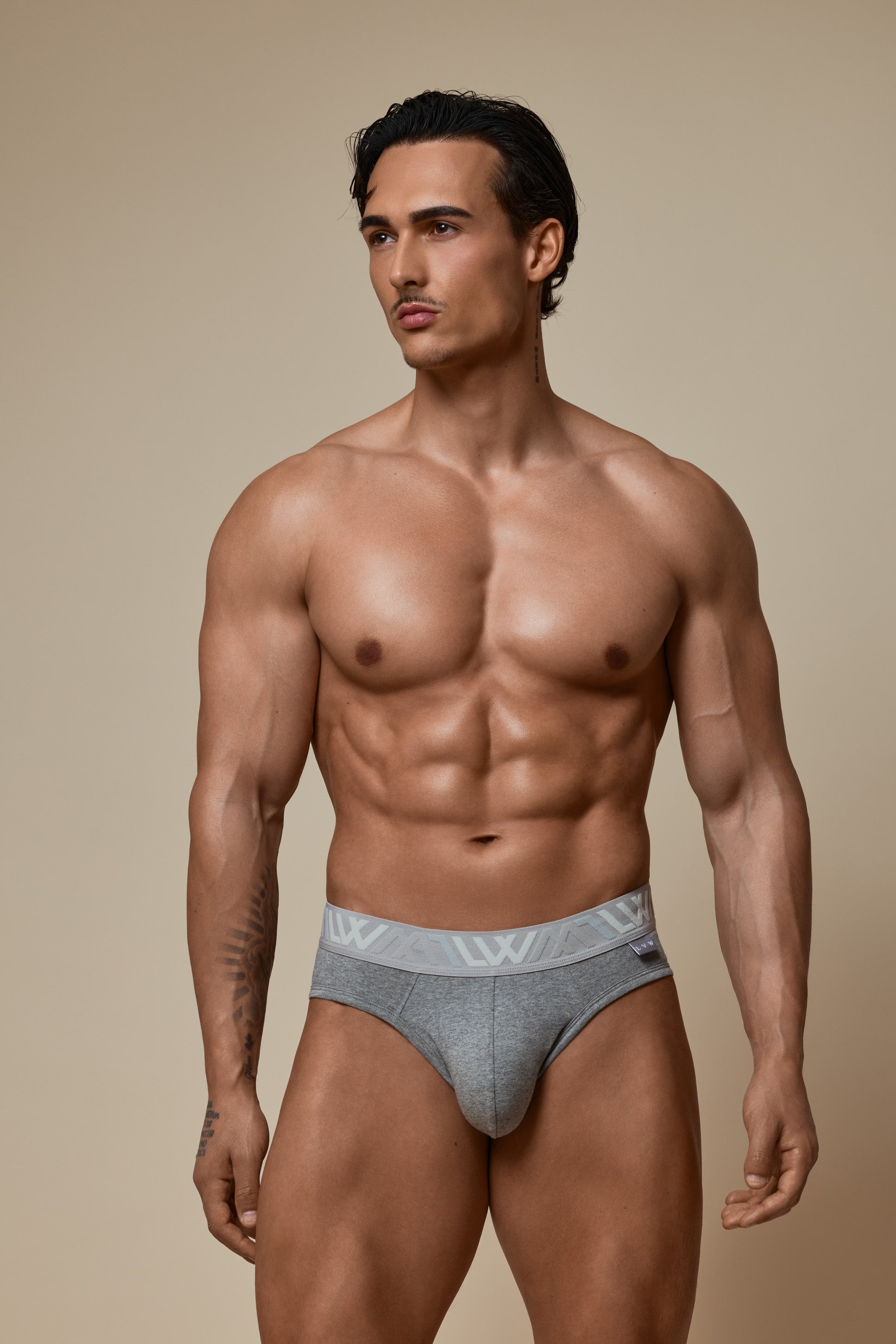 VISIBLY BIKINI BRIEF COTTON STRETCH - GREY MELANGE