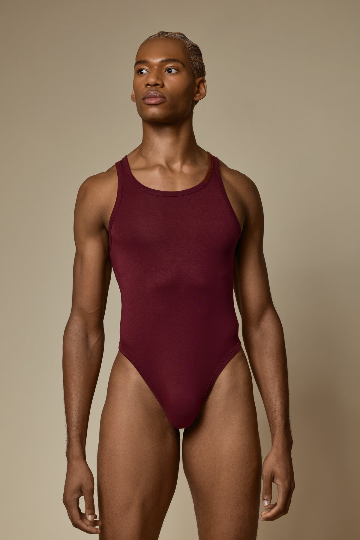 WHISPER THONG BODY SUIT SECOND SKIN - MULBERRY