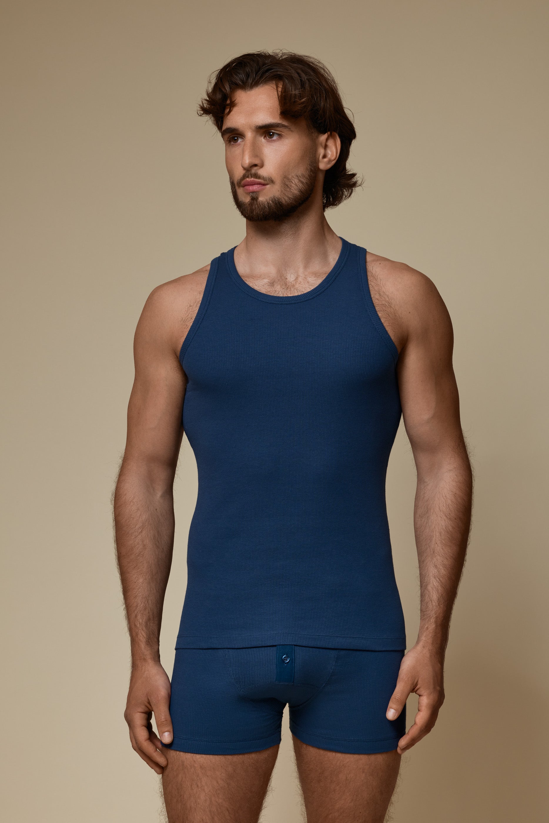 LUXURY TANKTOP ORGANIC COTTON RIB - CLASSIC DENIM