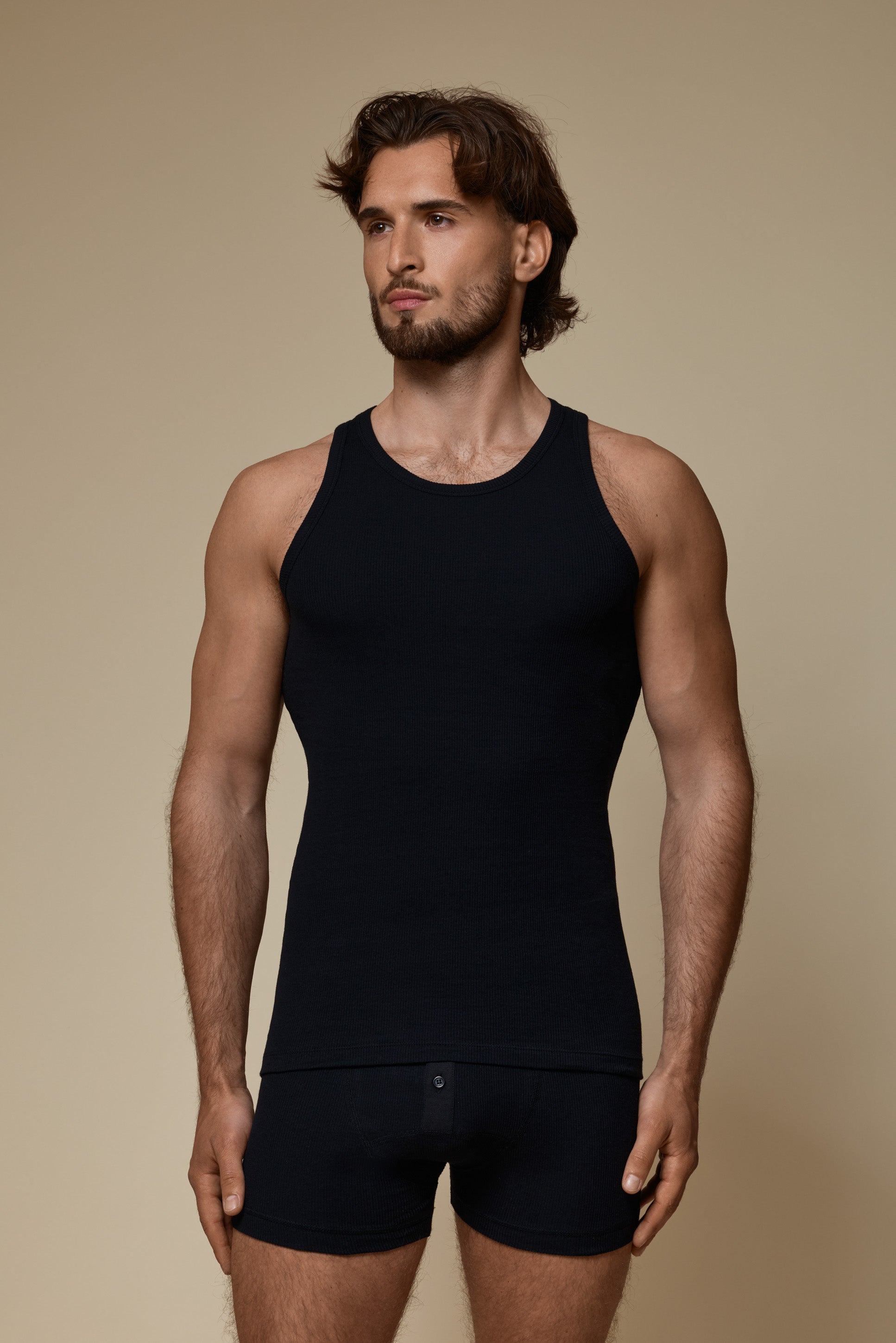 LUXURY TANKTOP ORGANIC COTTON RIB - BLACK