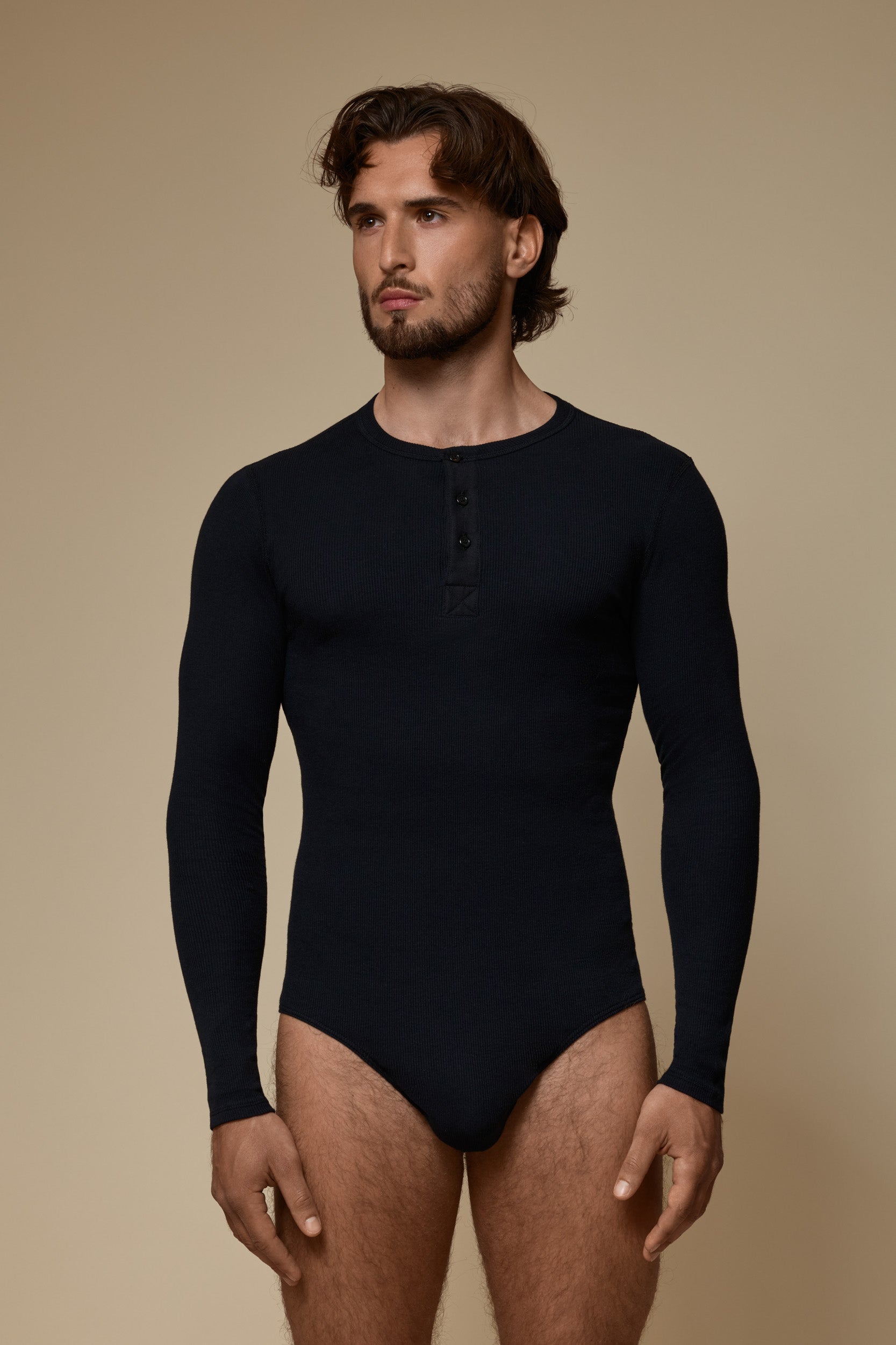 LUXURY BODY SUIT ORGANIC COTTON RIB - BLACK