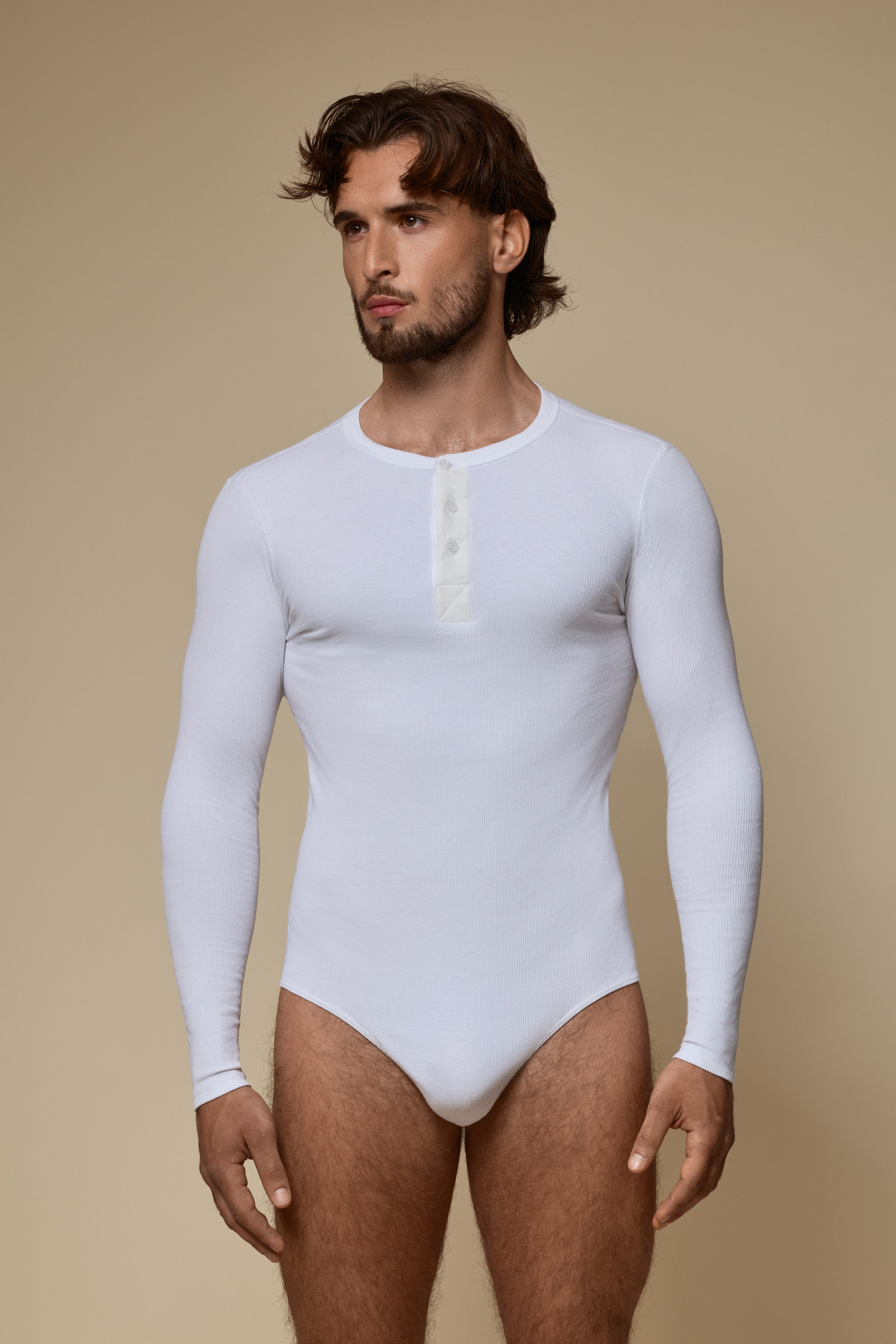 LUXURY BODY SUIT ORGANIC COTTON RIB - PURE WHITE