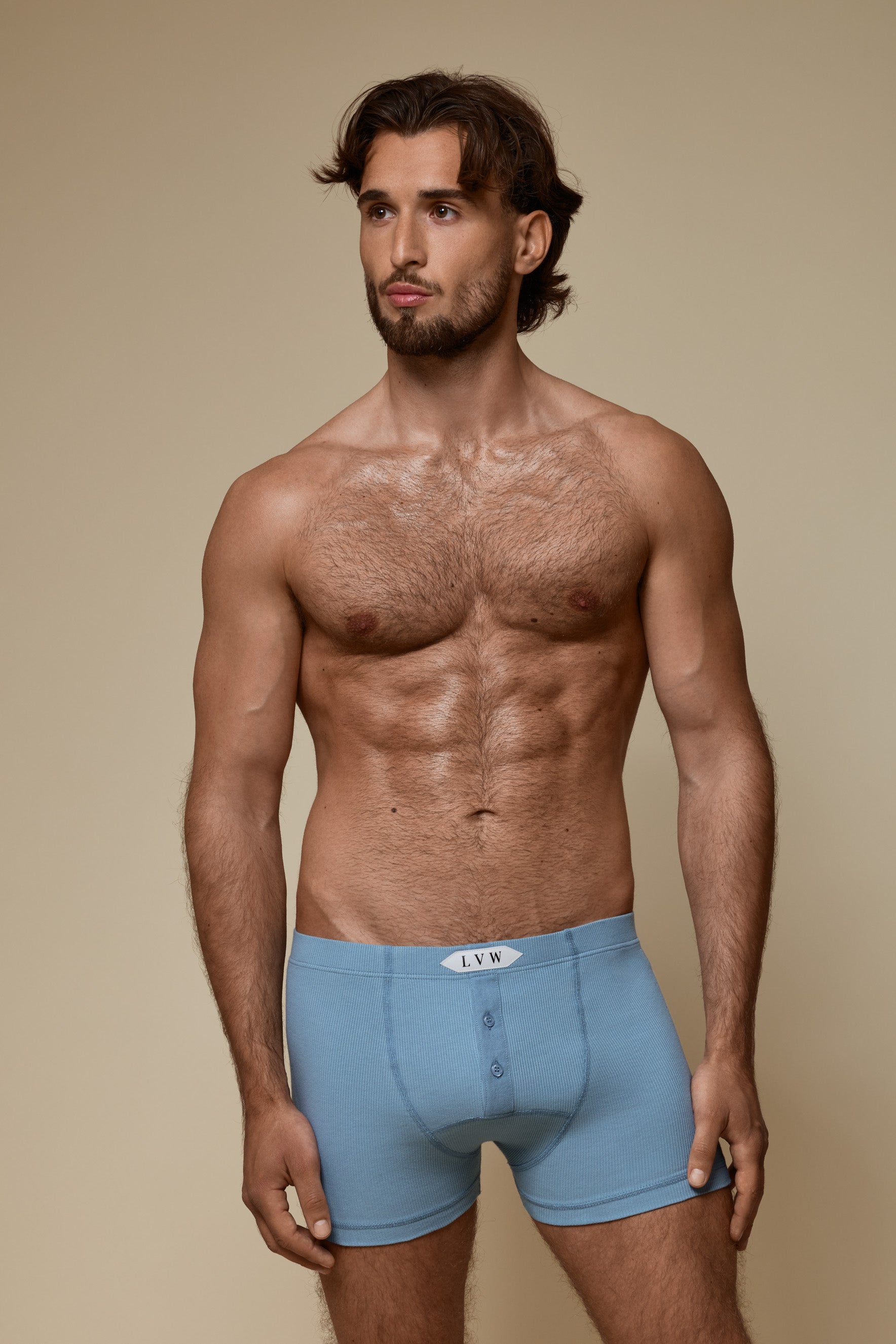 LUXURY BOXER BRIEF ORGANIC COTTON RIB - ICE DENIM