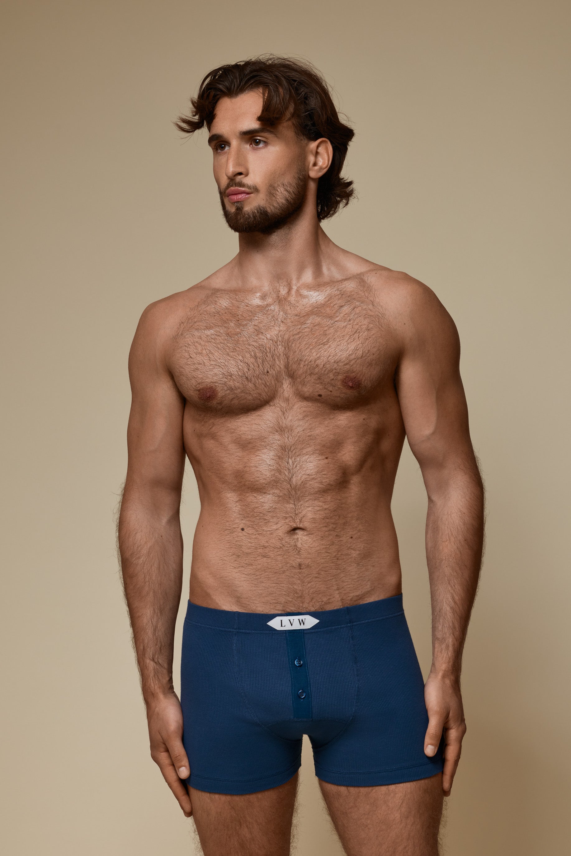 LUXURY BOXER BRIEF ORGANIC COTTON RIB - CLASSIC DENIM