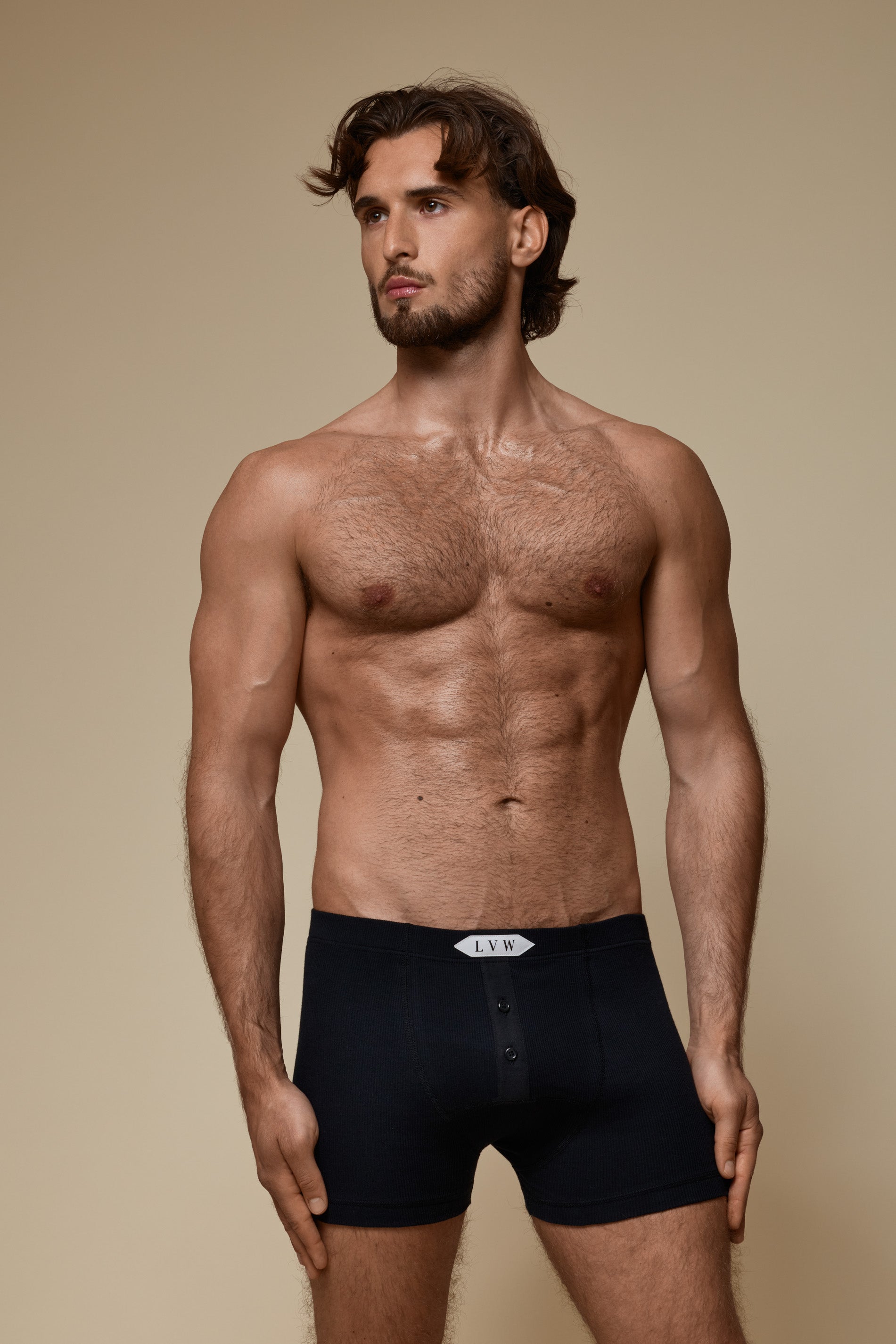 LUXURY BOXER BRIEF ORGANIC COTTON RIB - BLACK