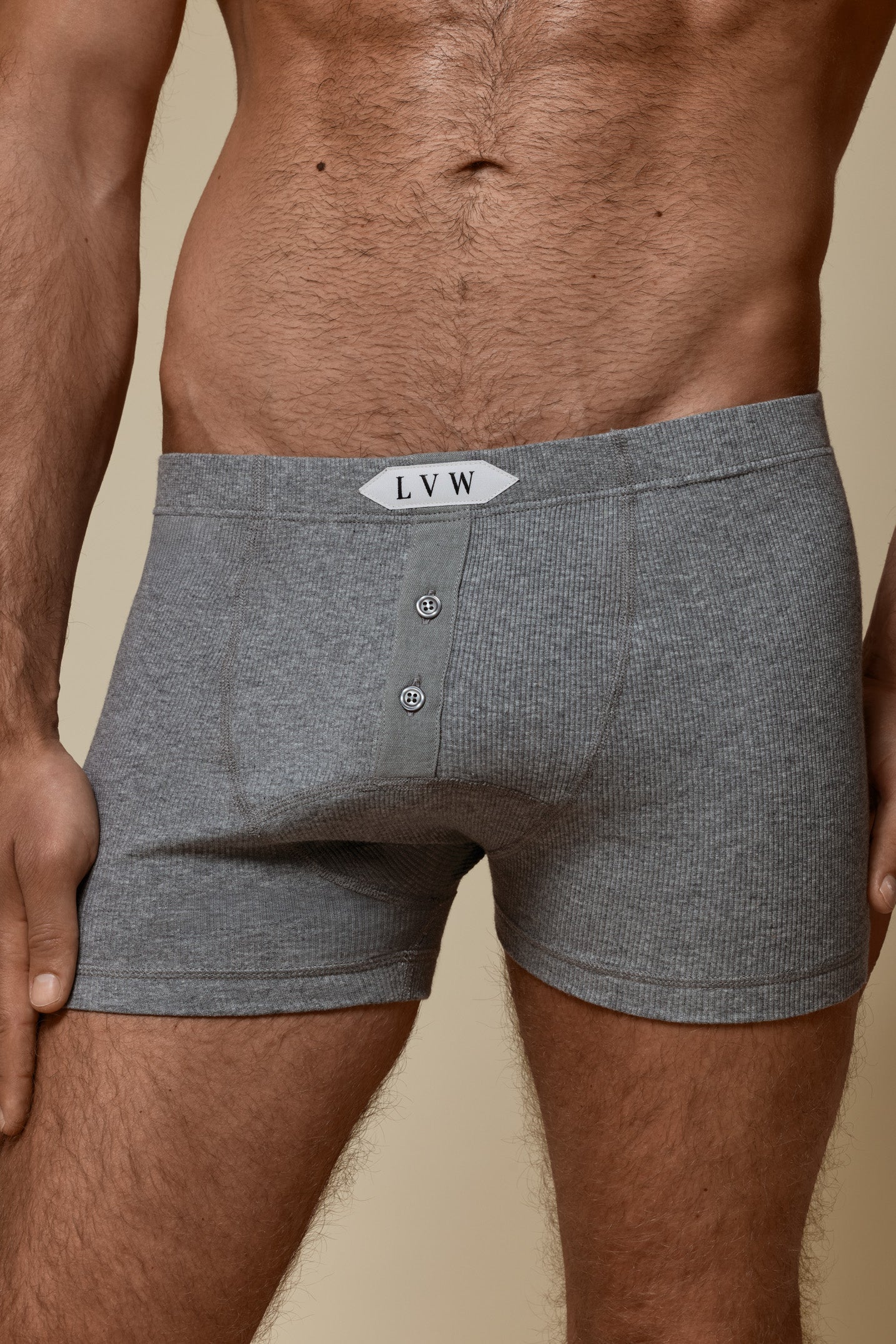 LUXURY BOXER BRIEF ORGANIC COTTON RIB - GREY MELANGE