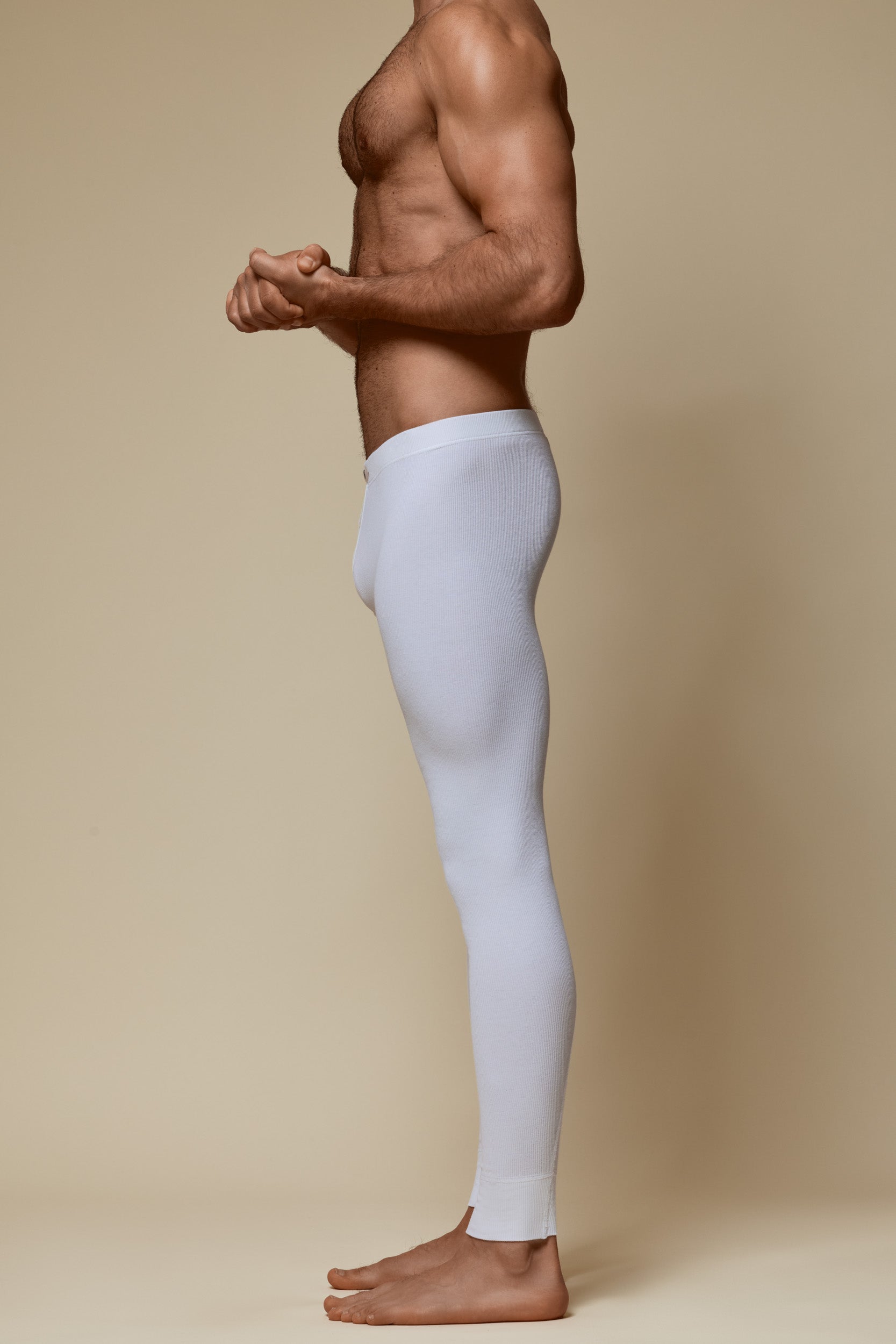 LUXURY LONG JOHN ORGANIC COTTON RIB - PURE WHITE