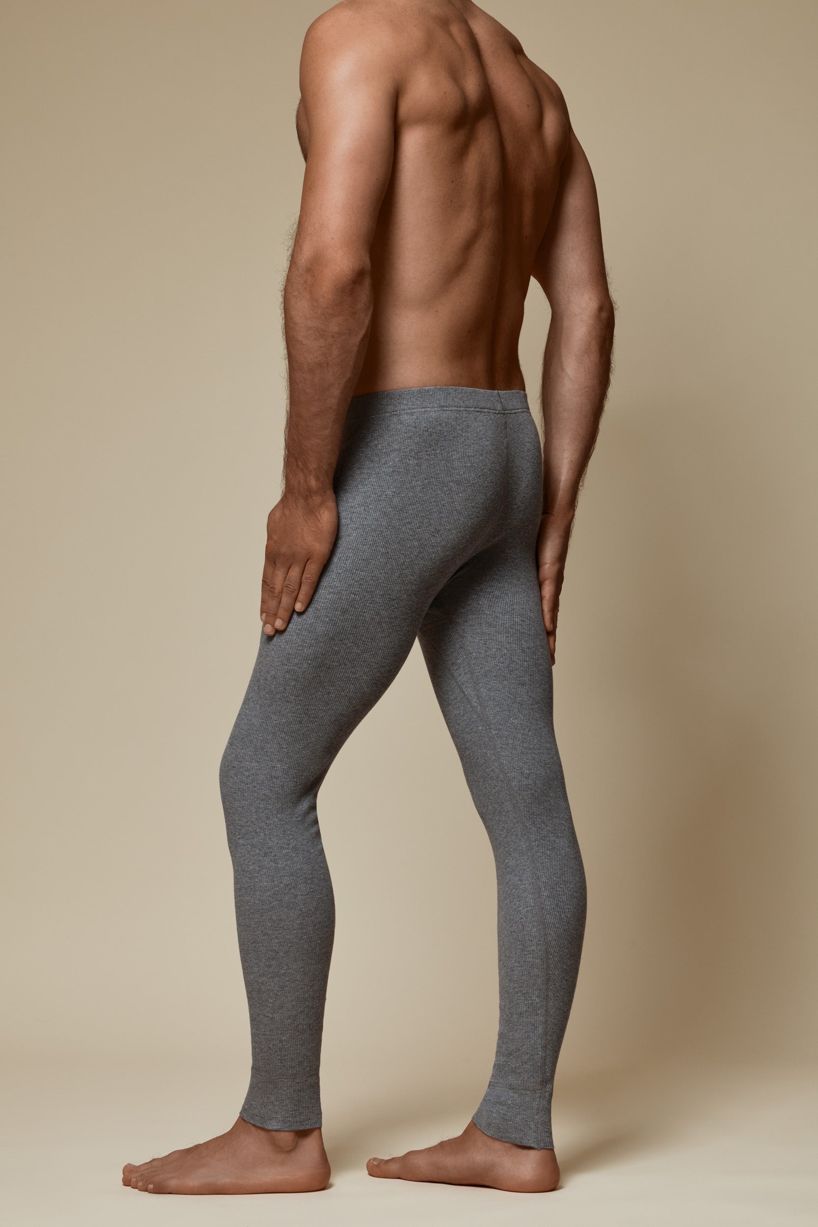 LUXURY LONG JOHN ORGANIC COTTON RIB - GREY MELANGE