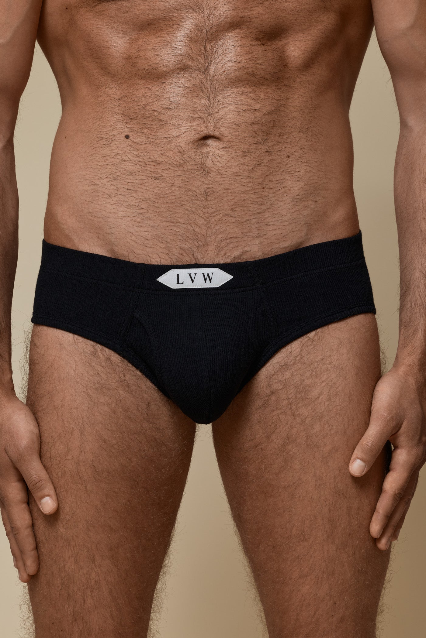 LUXURY CLASSIC BRIEF ORGANIC COTTON RIB - BLACK
