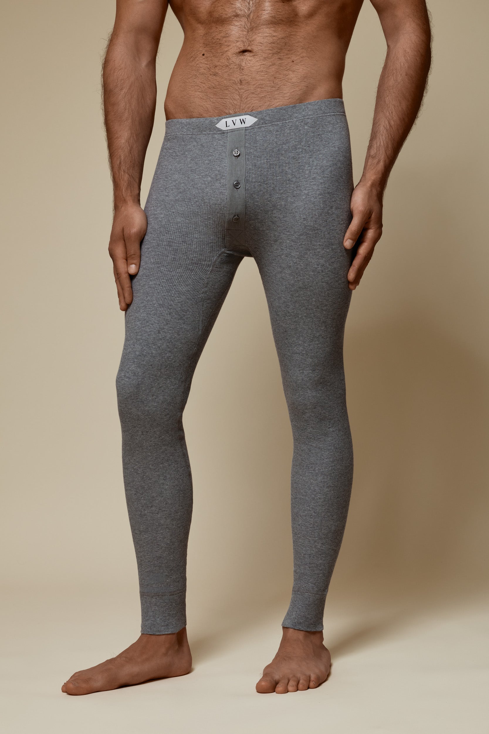 LUXURY LONG JOHN ORGANIC COTTON RIB - GREY MELANGE