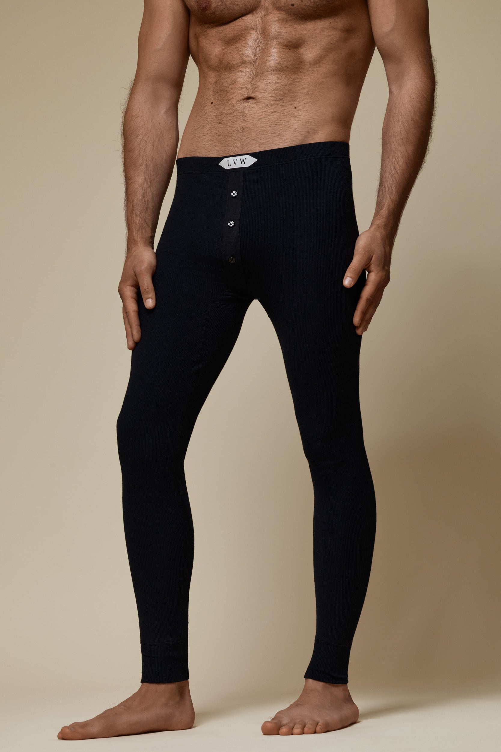 LUXURY LONG JOHN ORGANIC COTTON RIB - BLACK