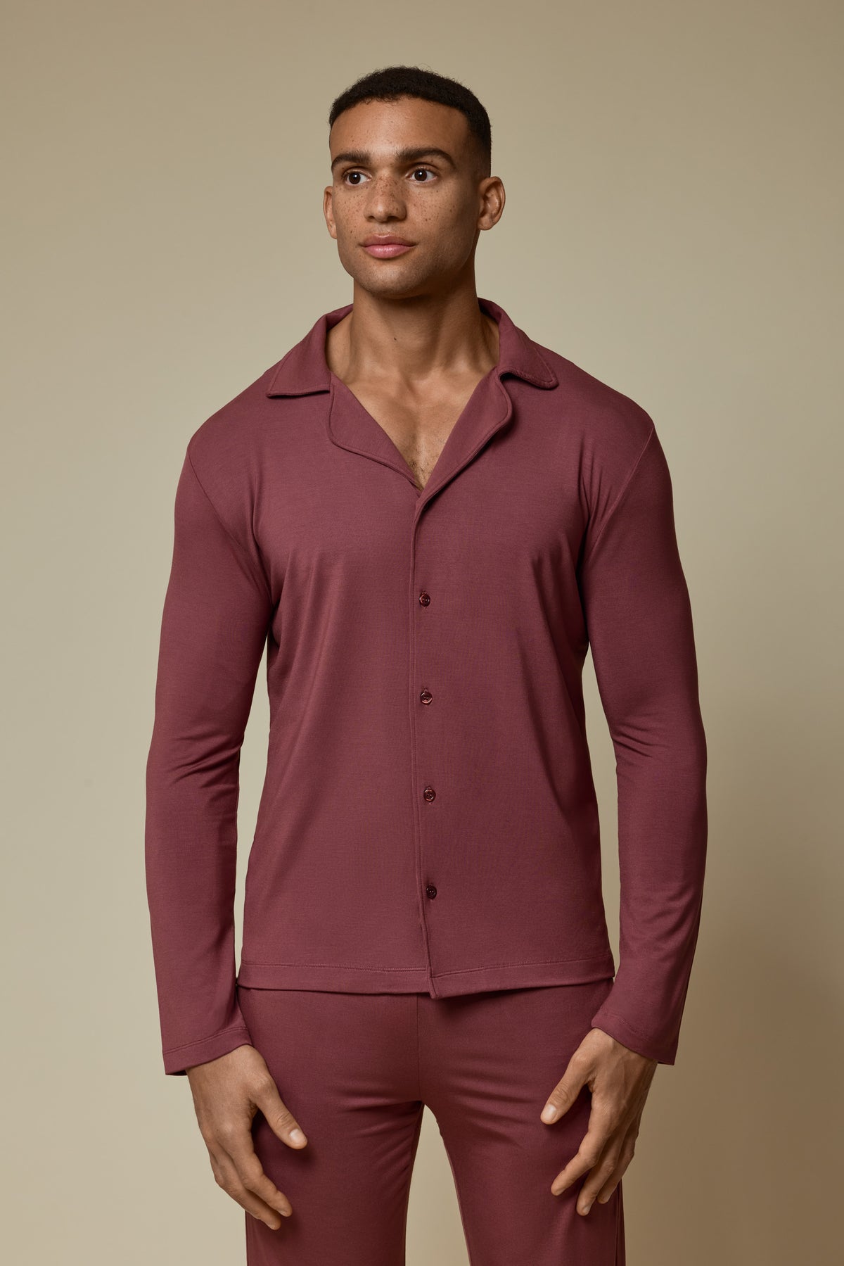 SECOND SKIN V-NECK LONG SLEEVE - HOT CHOCOLATE