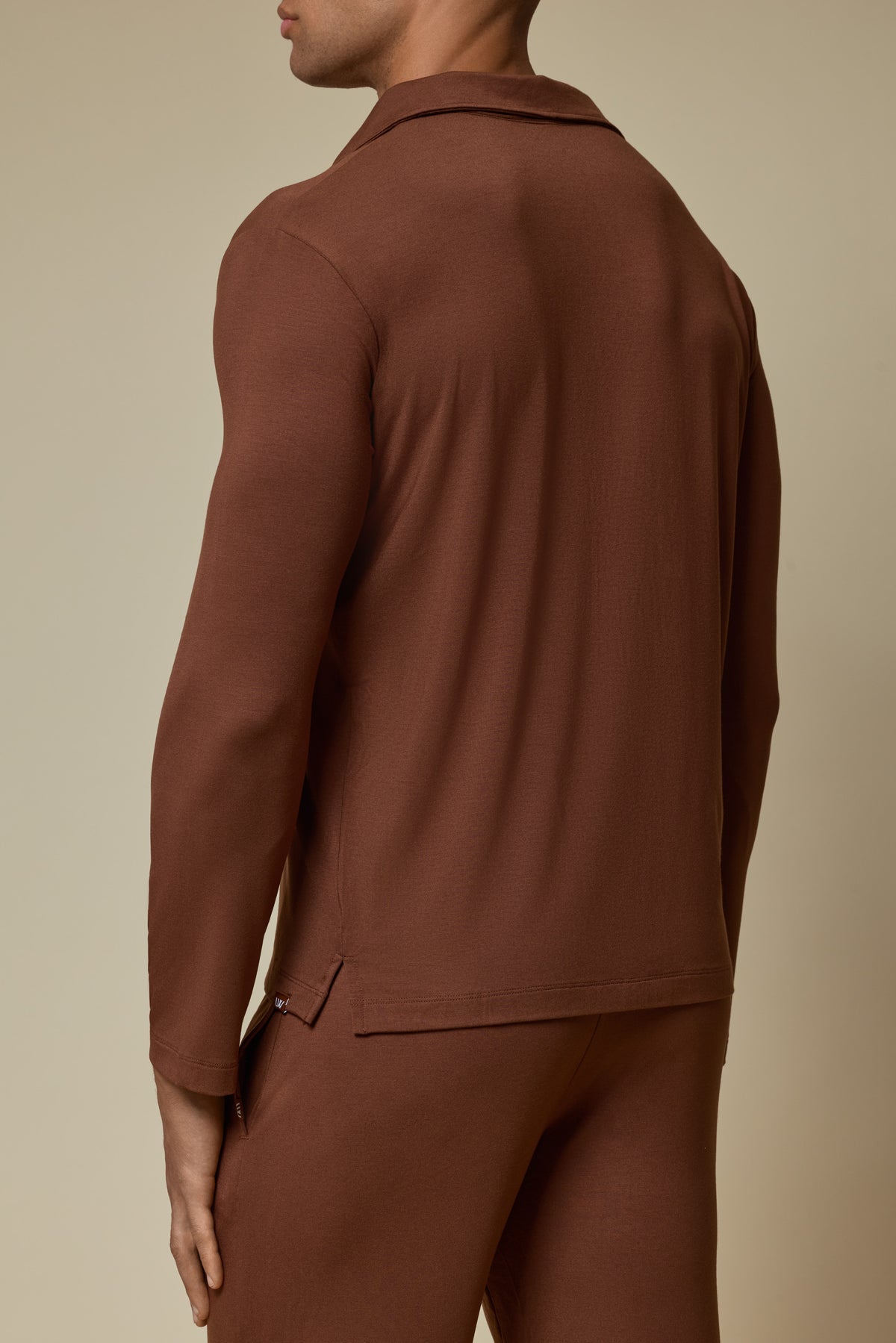 SECOND SKIN V-NECK LONG SLEEVE - CAPPUCCINO
