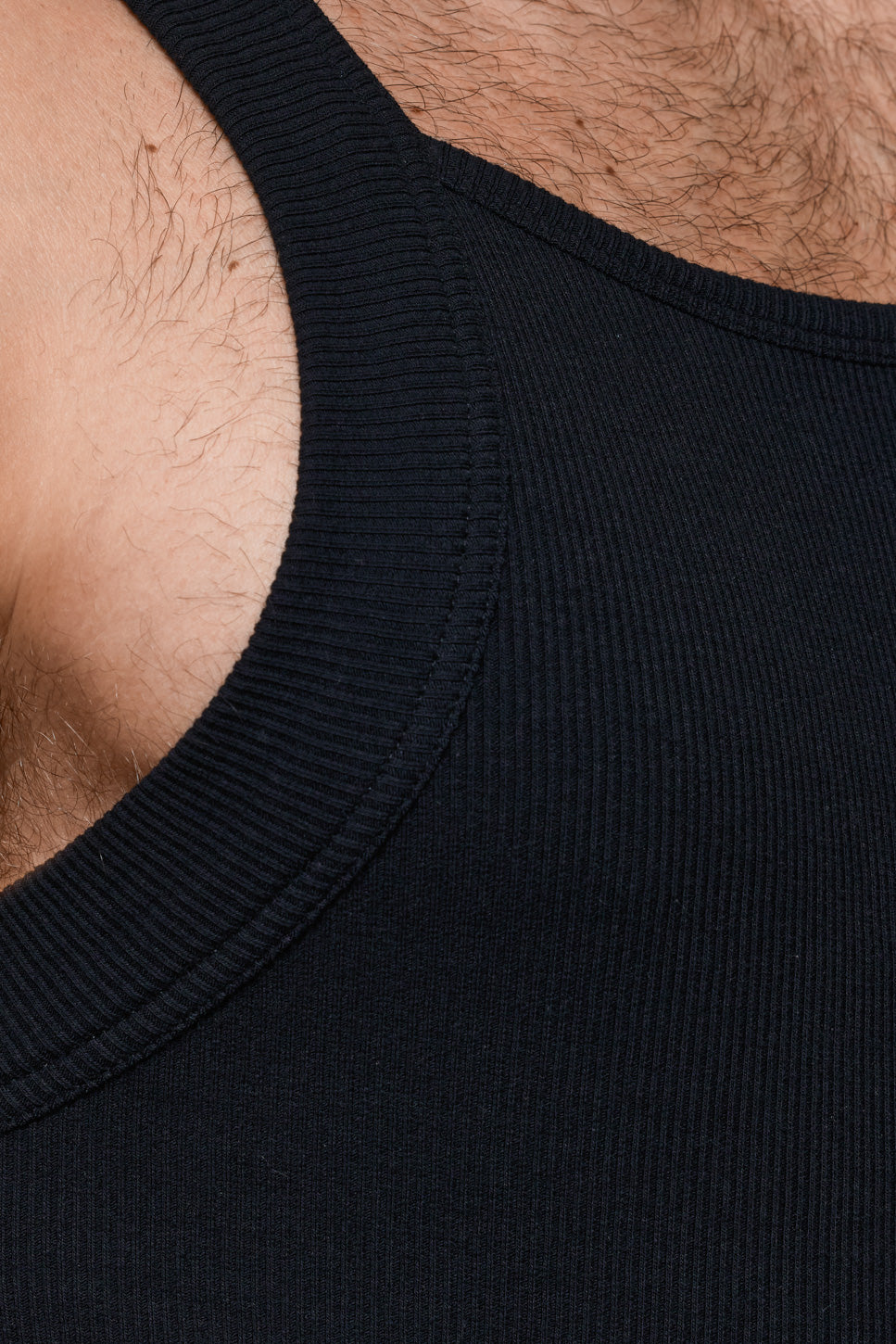 LUXURY SQUARE TANKTOP ORGANIC COTTON RIB - BLACK