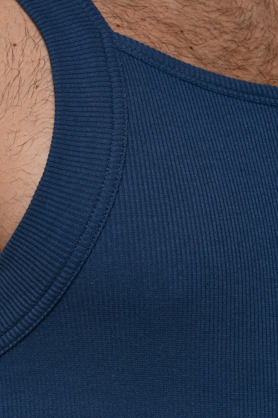 LUXURY SQUARE TANKTOP ORGANIC COTTON RIB - CLASSIC DENIM