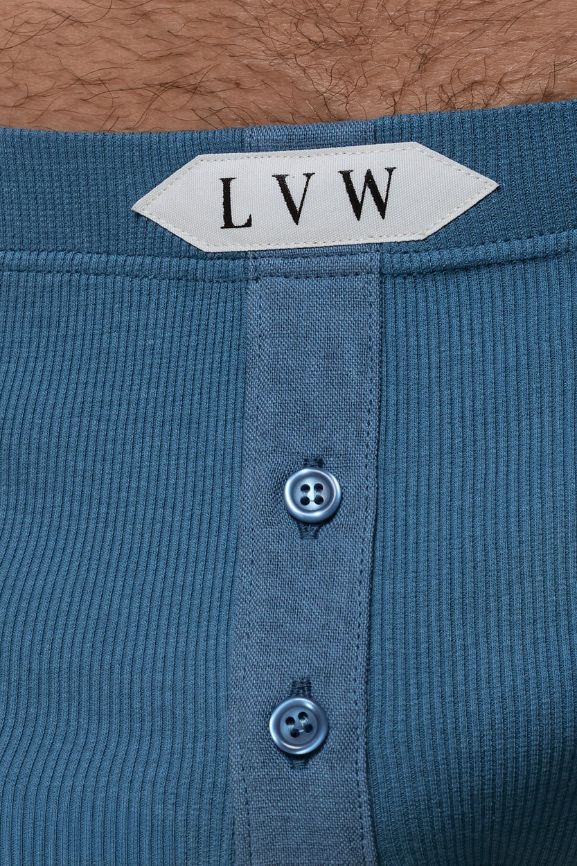 LUXURY BOXER BRIEF ORGANIC COTTON RIB - OCEAN DENIM