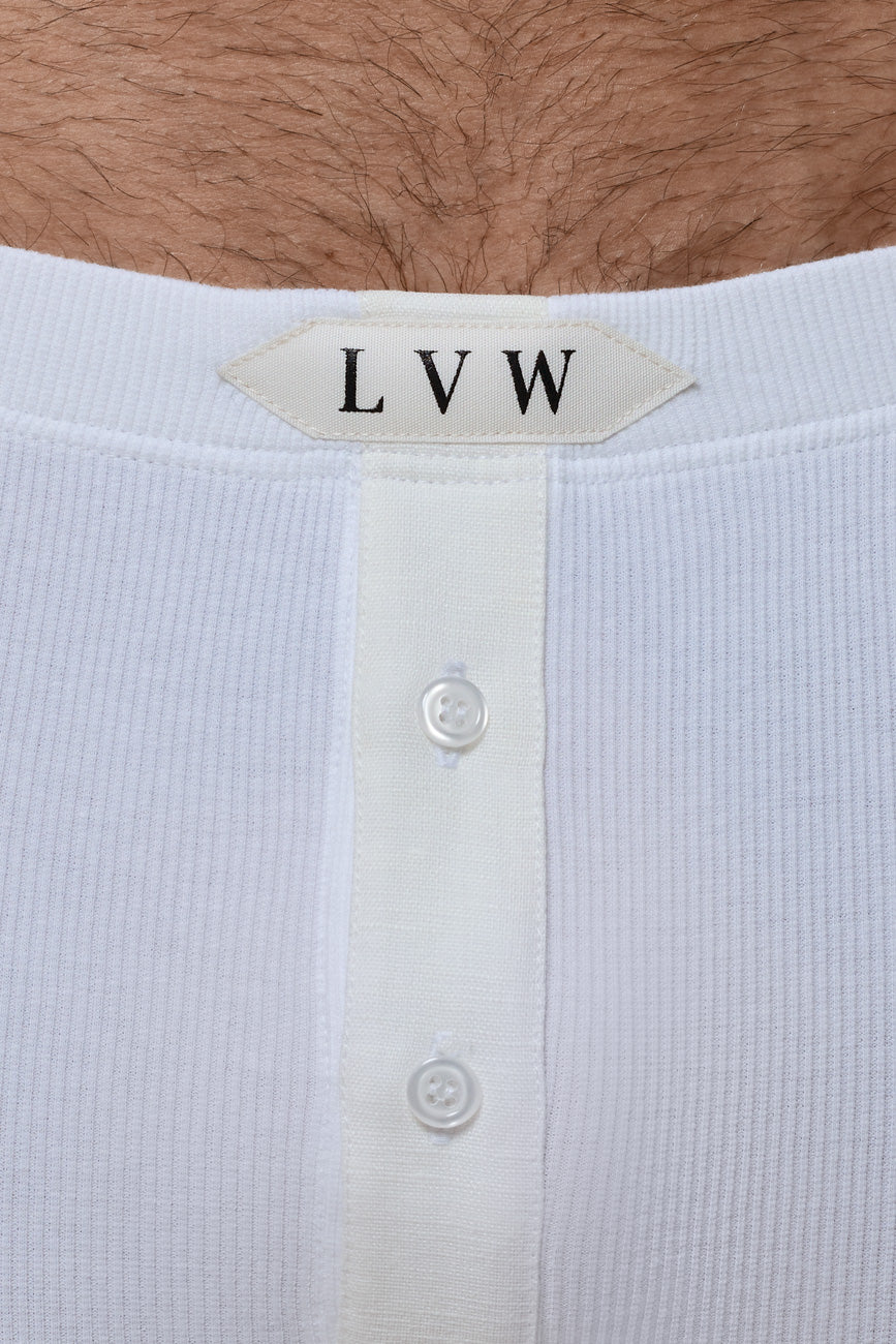 LUXURY LONG JOHN ORGANIC COTTON RIB - PURE WHITE
