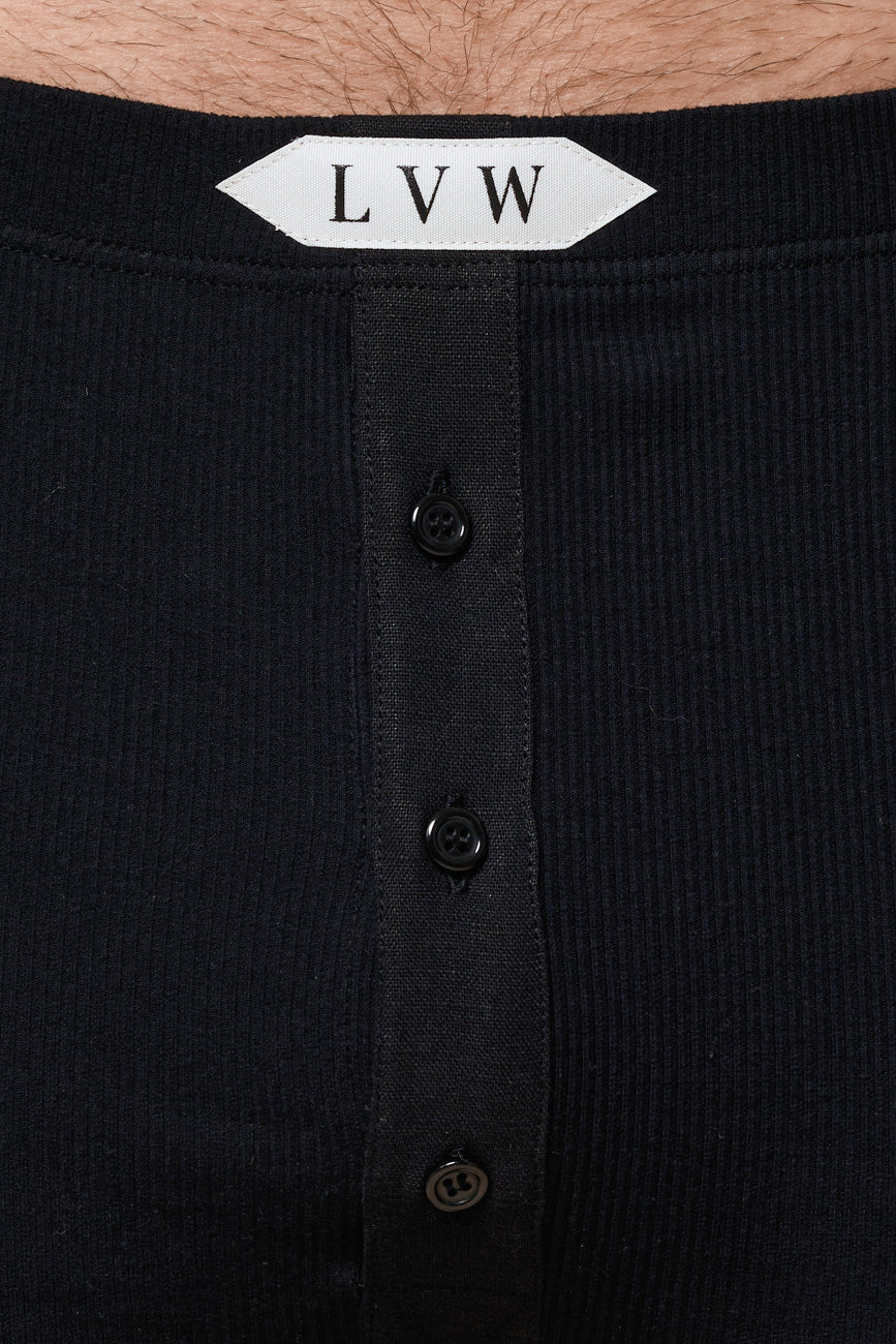 LUXURY LONG JOHN ORGANIC COTTON RIB - BLACK