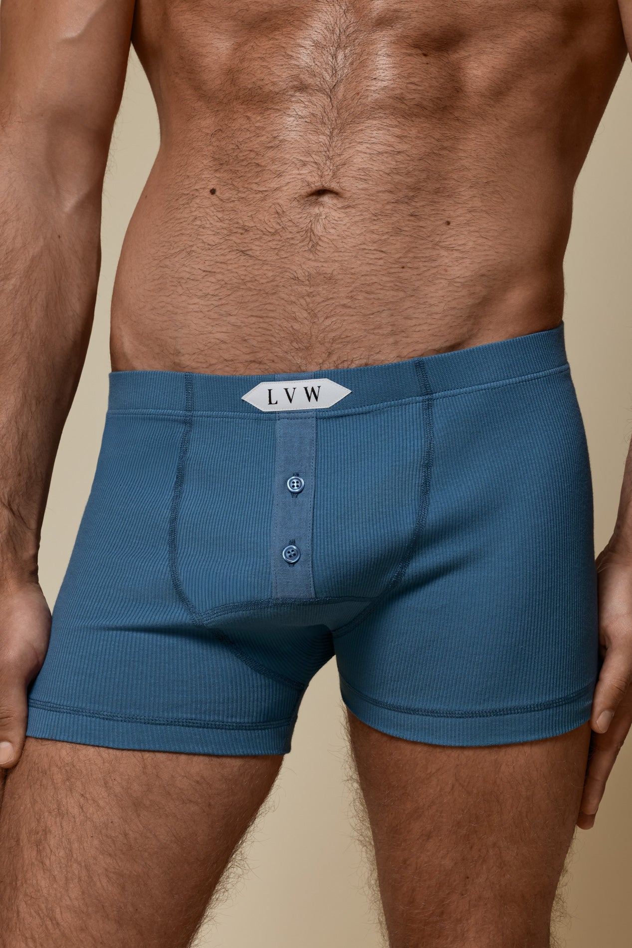 LUXURY BOXER BRIEF ORGANIC COTTON RIB - OCEAN DENIM