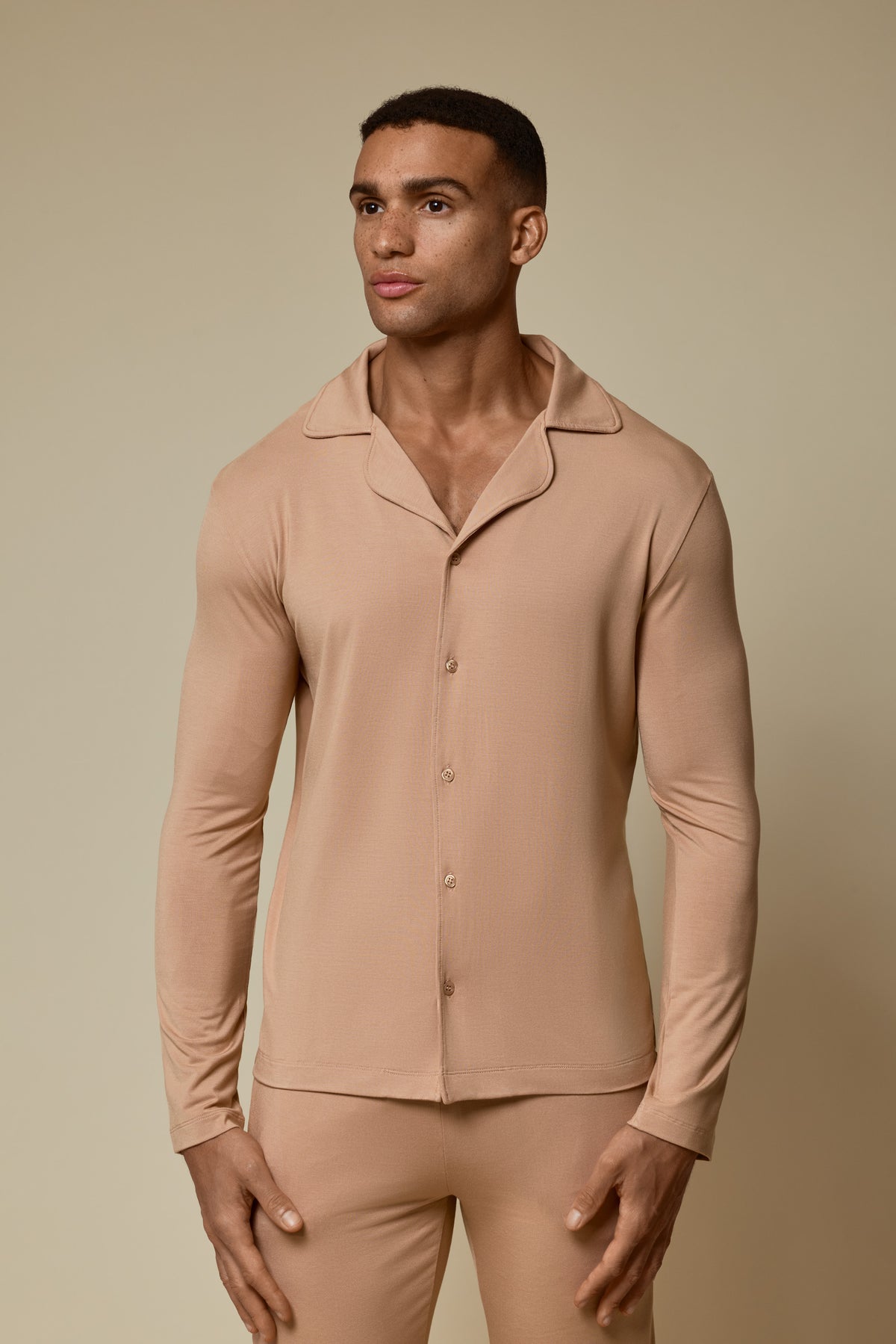 SECOND SKIN V-NECK LONG SLEEVE - BRUSH