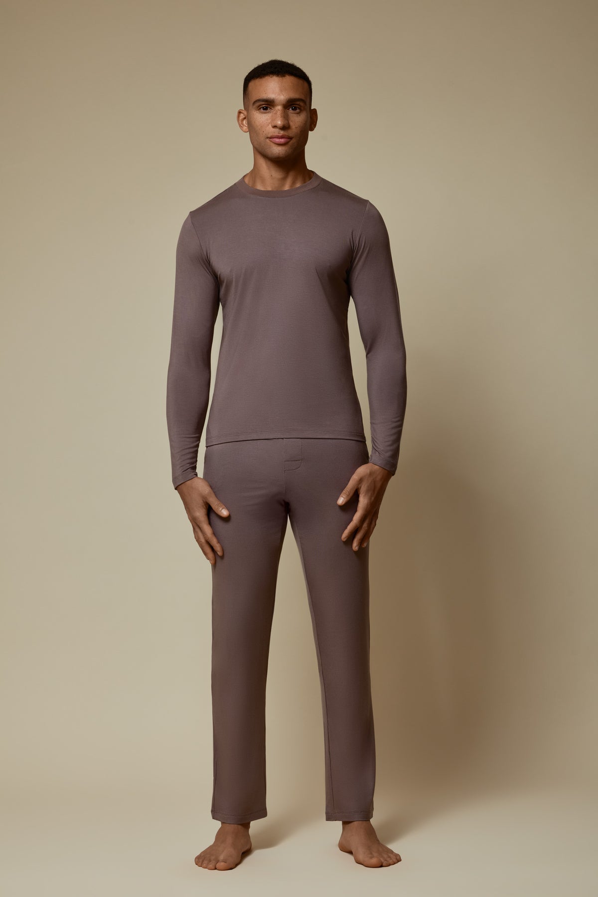 SECOND SKIN LONG SLEEVE TEE - DEEP TAUPE