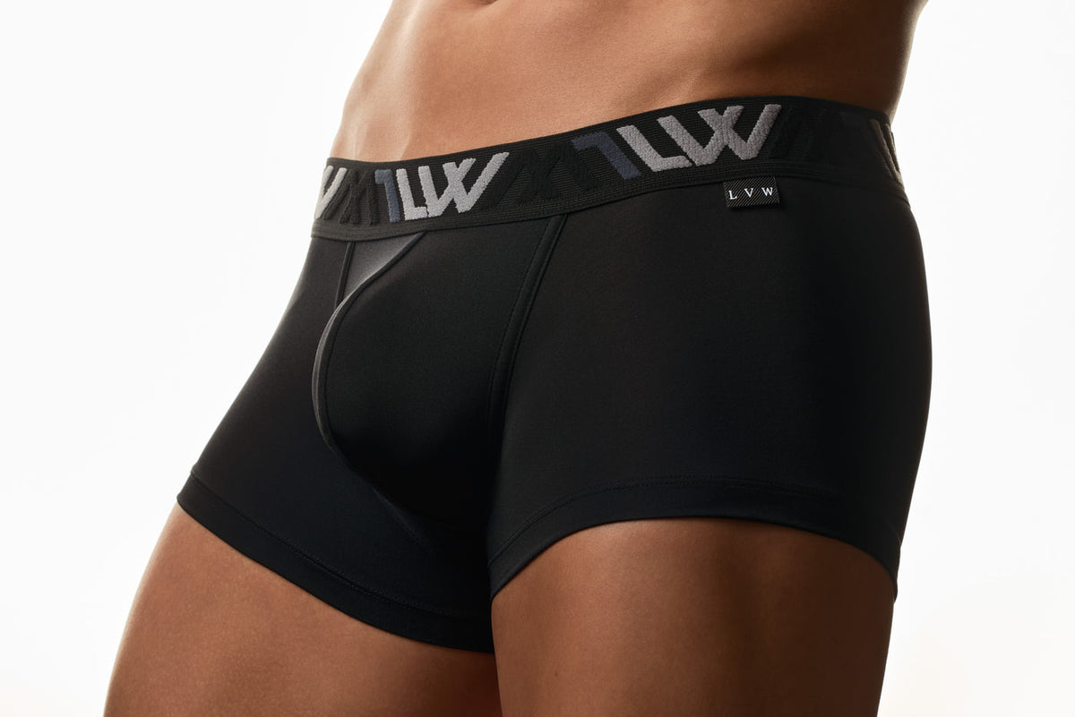 The same model wearing the LVW Visibly Trunk