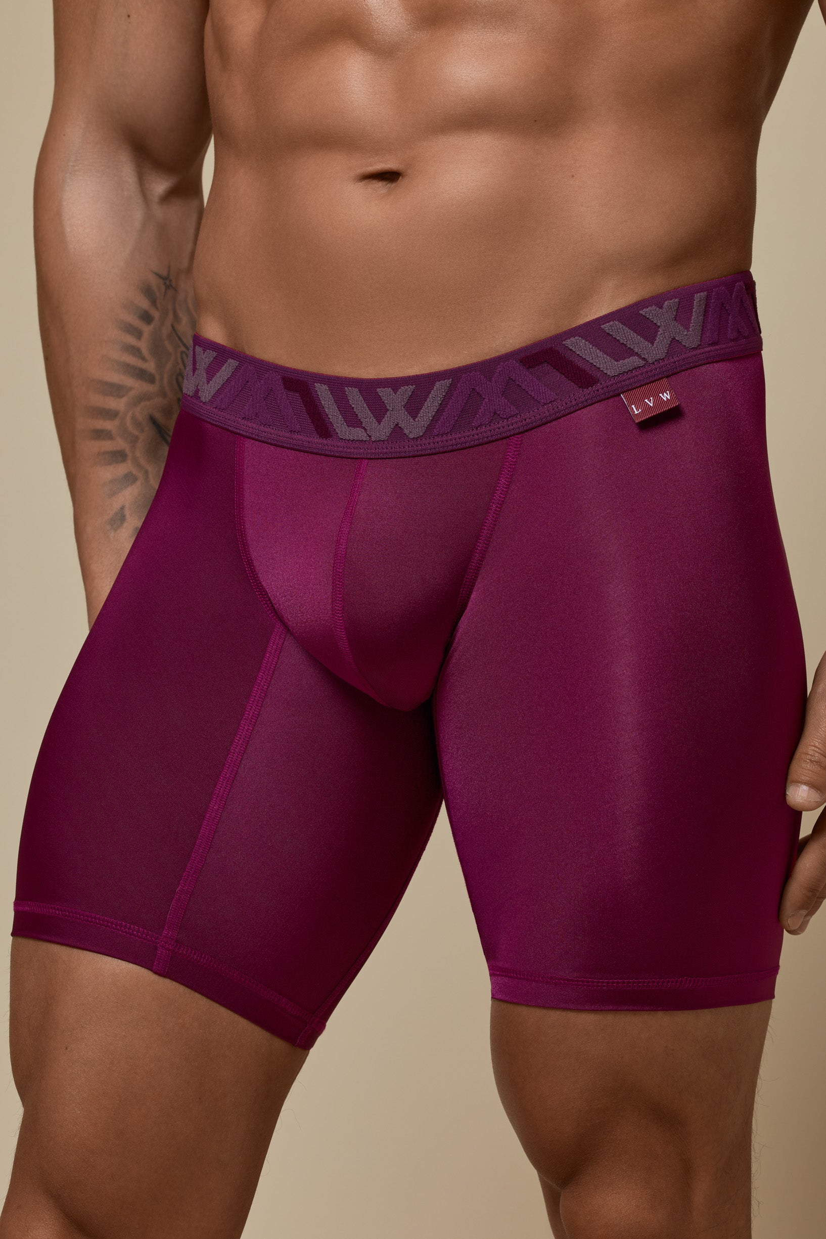 VISIBLY BOXER BRIEF RENEW SHINE 8" - DEEP PLUM