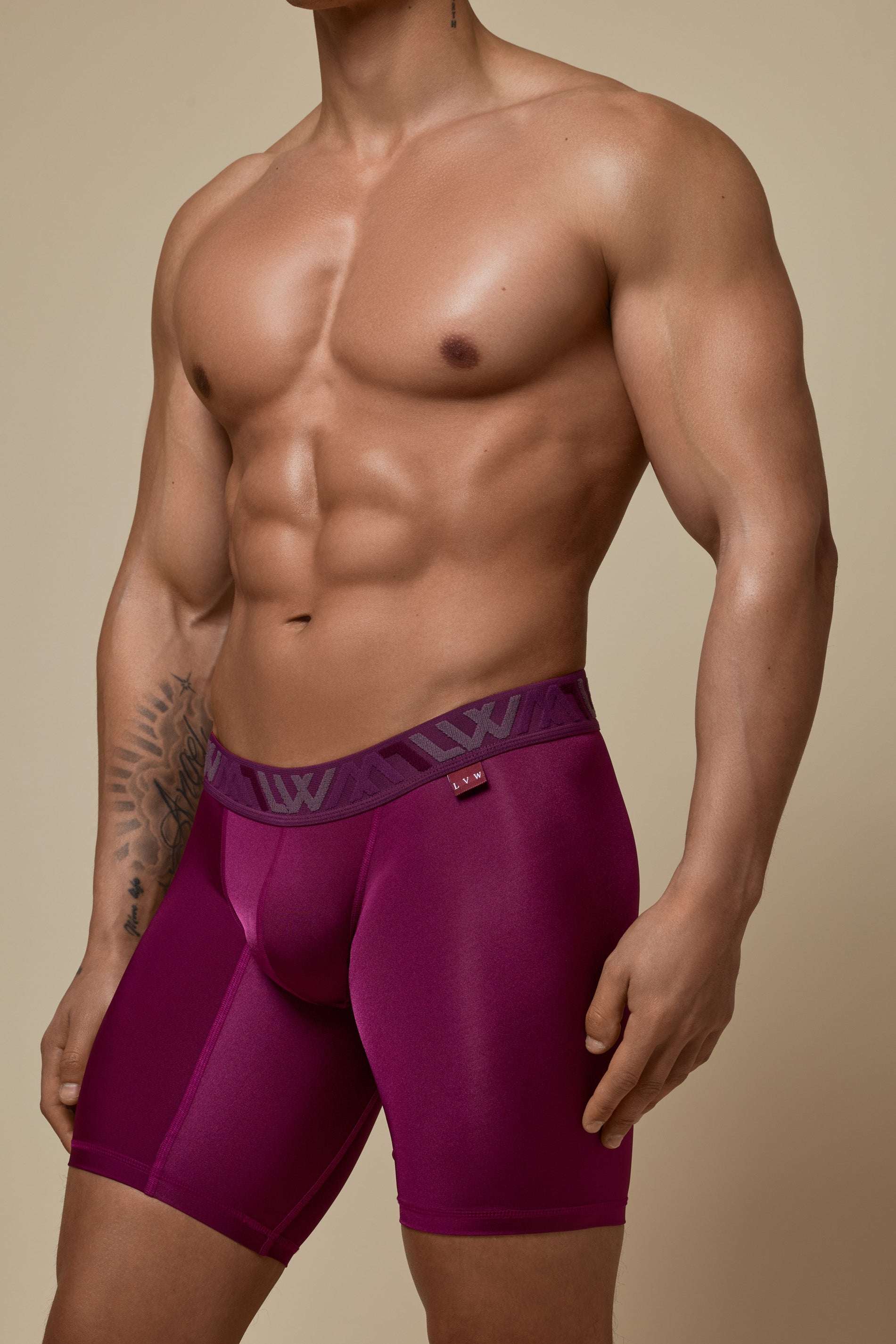 VISIBLY BOXER BRIEF RENEW SHINE 8" - DEEP PLUM