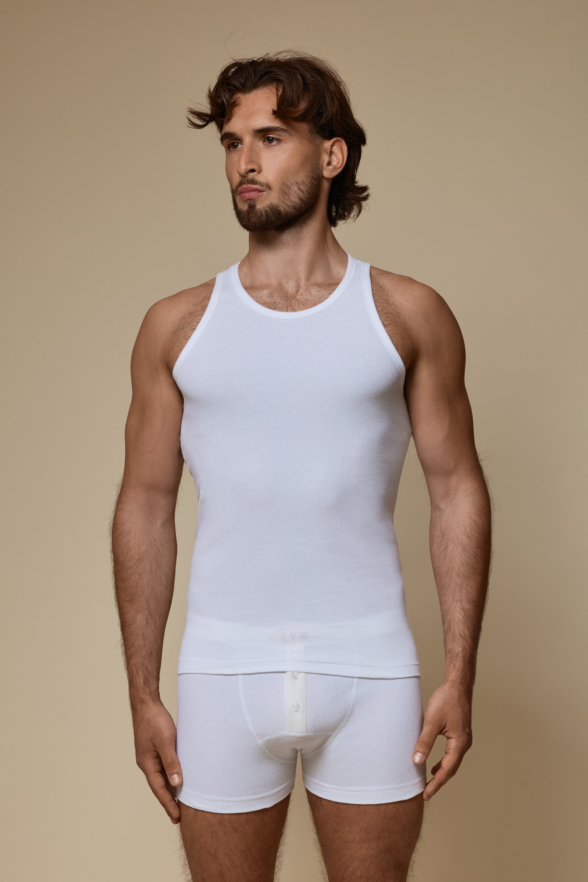 LUXURY TANKTOP ORGANIC COTTON RIB - PURE WHITE