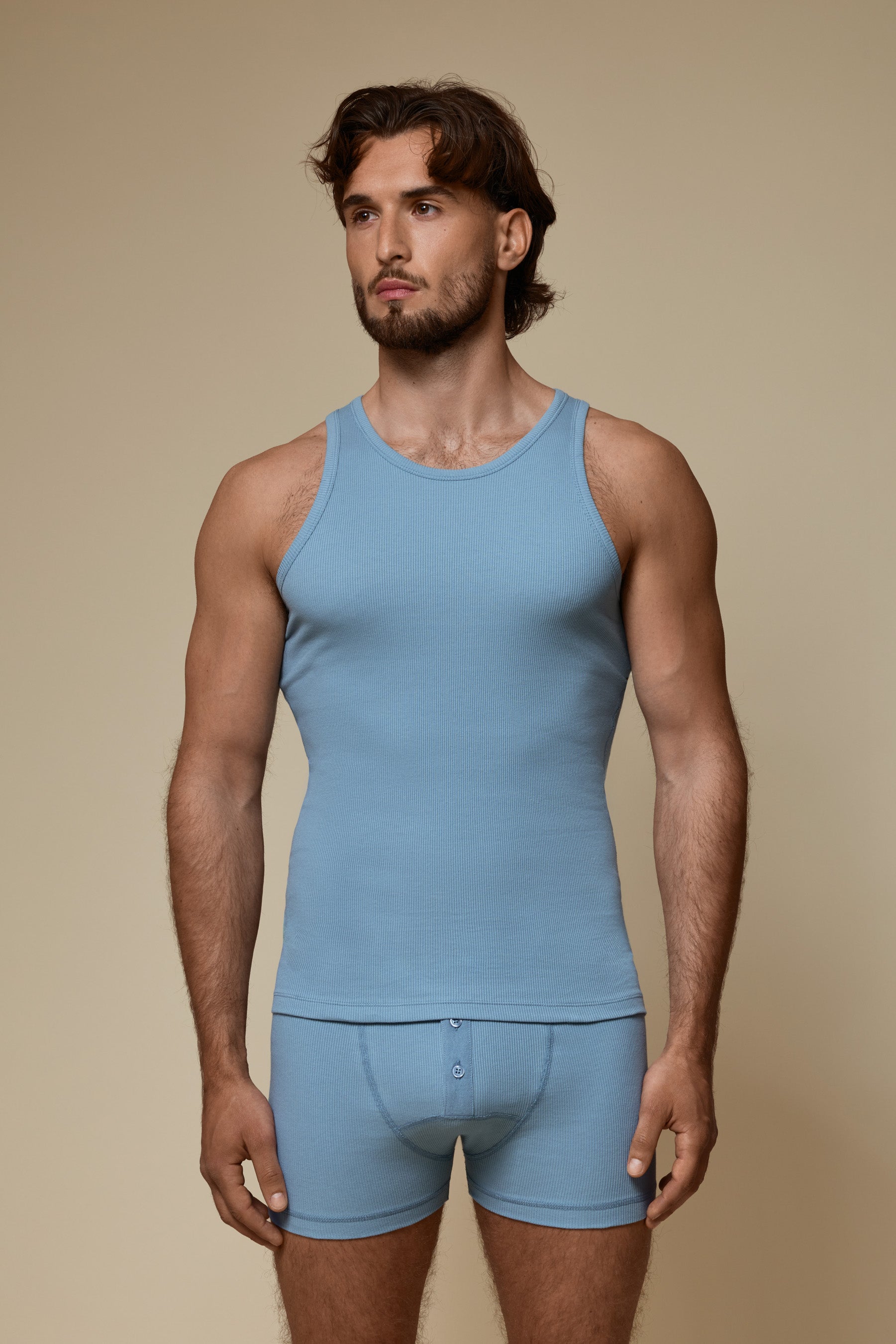 LUXURY TANKTOP ORGANIC COTTON RIB - ICE DENIM