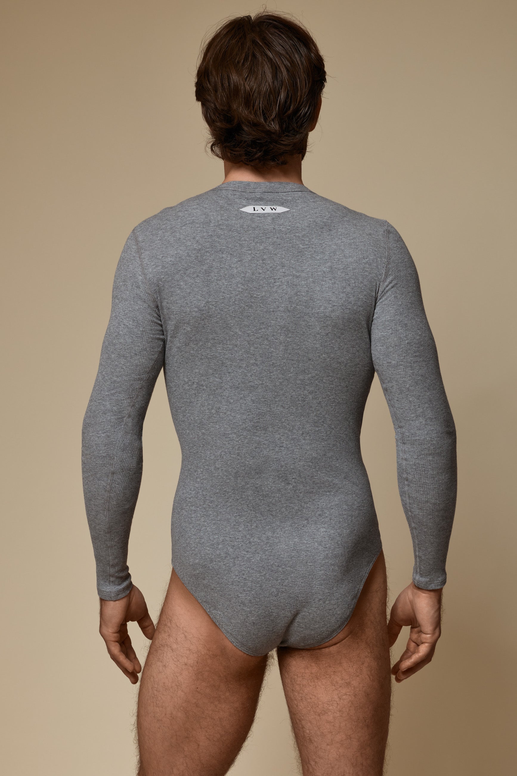 LUXURY BODY SUIT ORGANIC COTTON RIB - GREY MELANGE