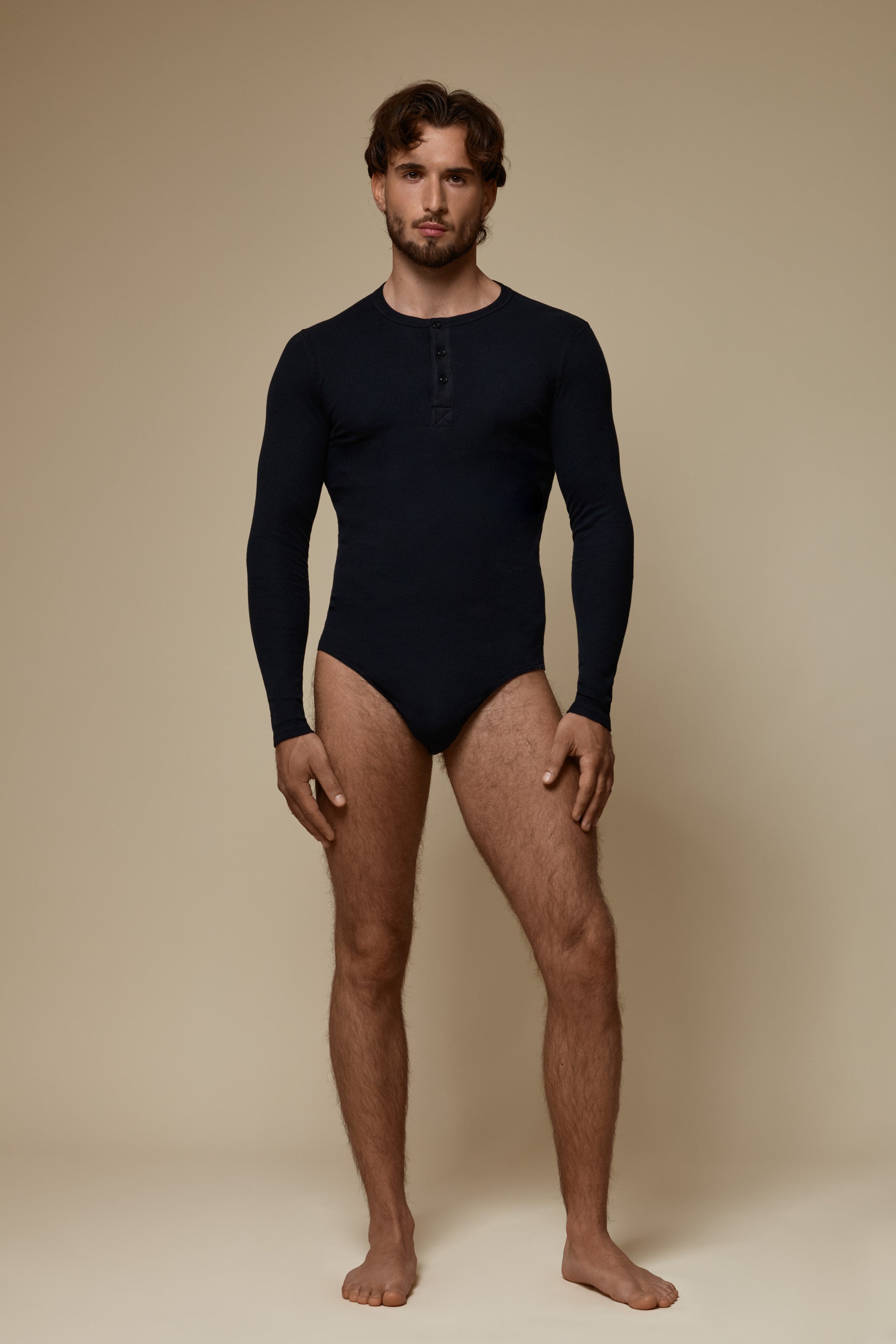 LUXURY BODY SUIT ORGANIC COTTON RIB - BLACK