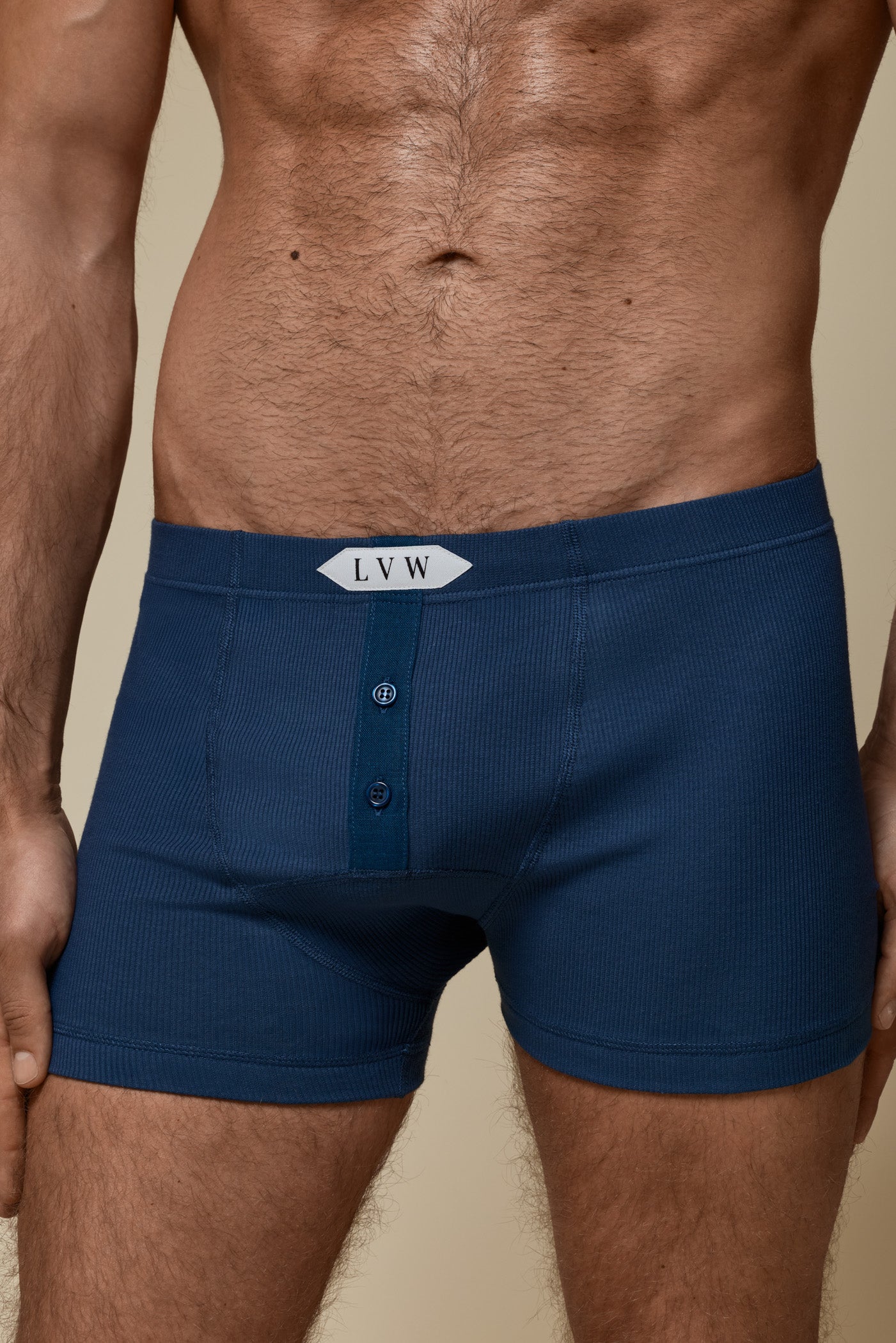 LUXURY BOXER BRIEF ORGANIC COTTON RIB - CLASSIC DENIM