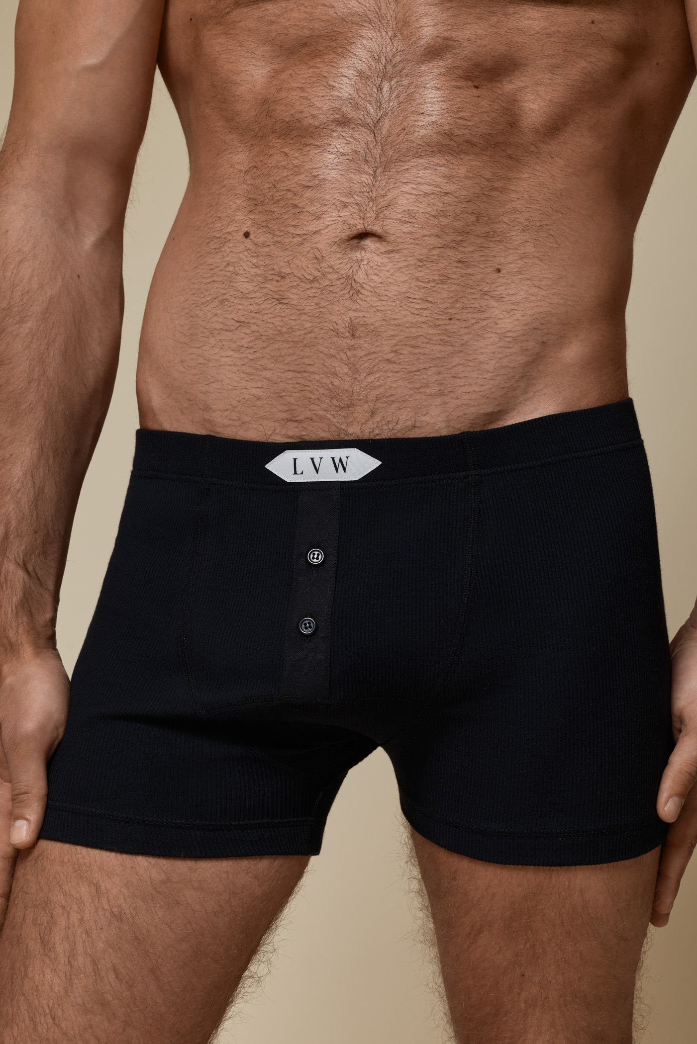 LUXURY BOXER BRIEF ORGANIC COTTON RIB - BLACK