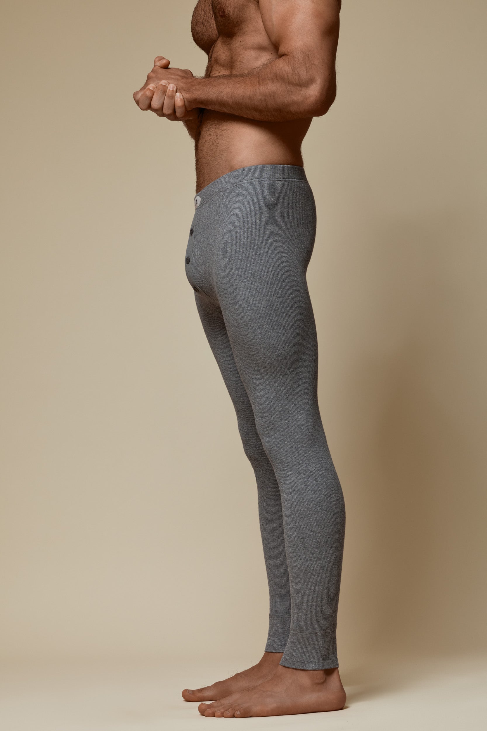 LUXURY LONG JOHN ORGANIC COTTON RIB - GREY MELANGE