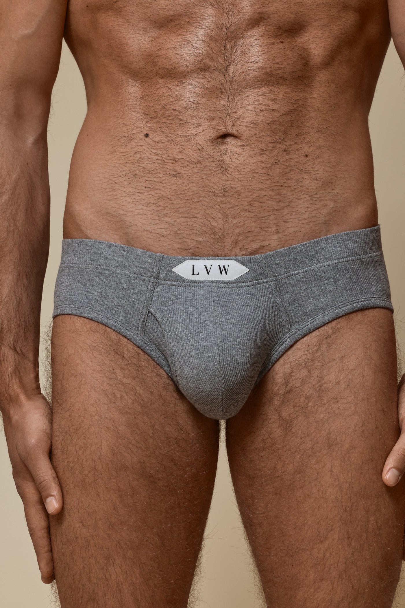 LUXURY CLASSIC BRIEF ORGANIC COTTON RIB - GREY MELANGE