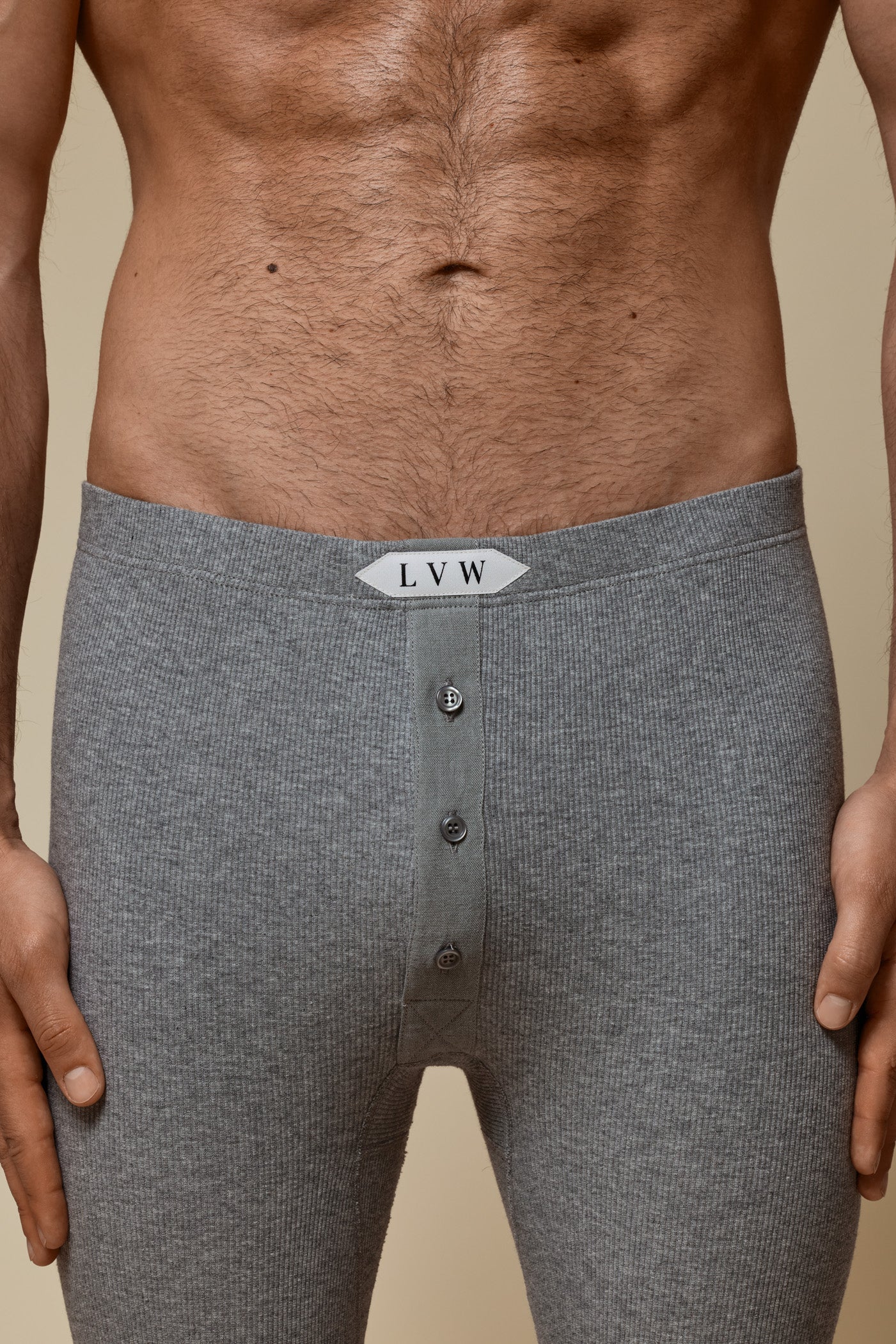 LUXURY LONG JOHN ORGANIC COTTON RIB - GREY MELANGE