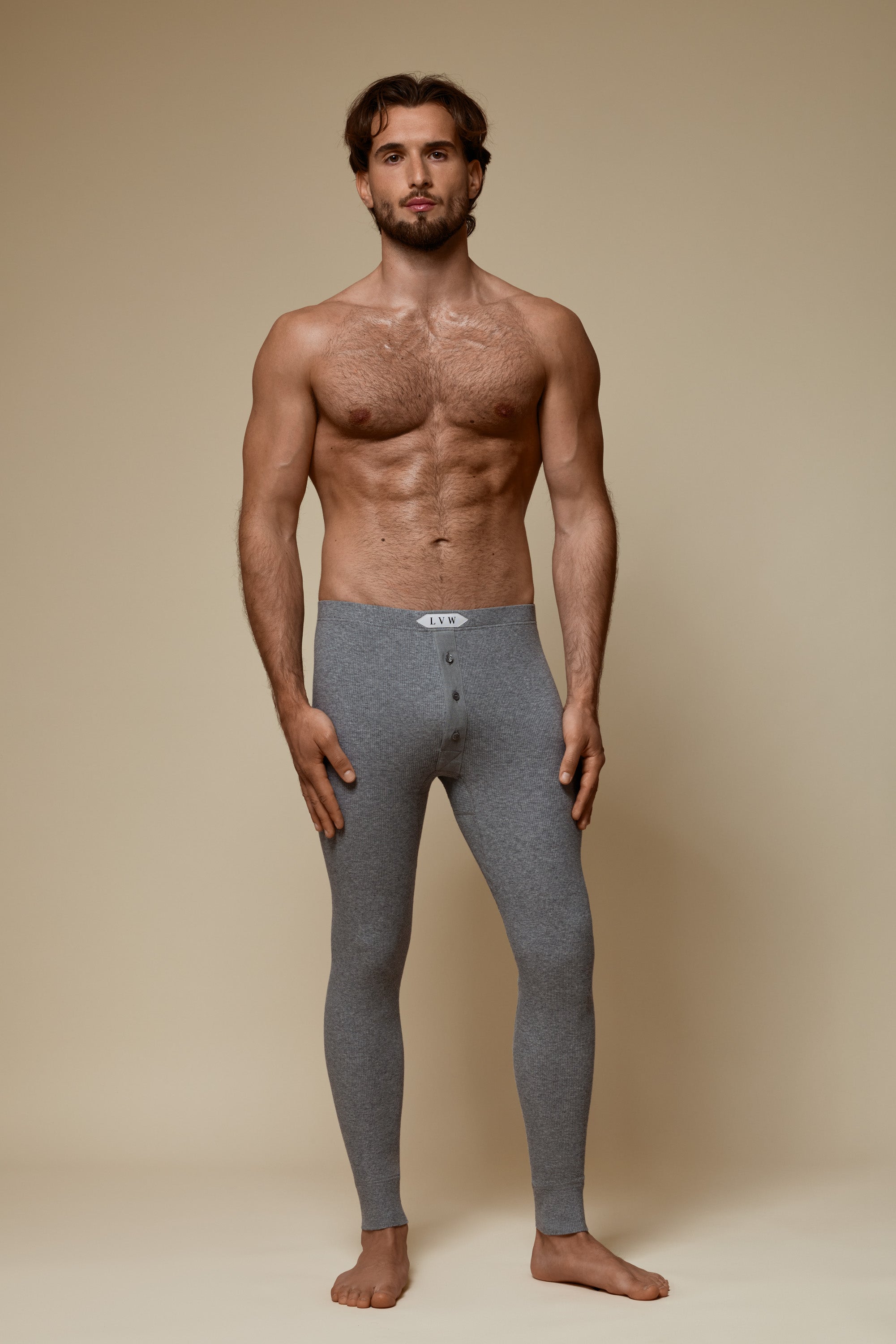 LUXURY LONG JOHN ORGANIC COTTON RIB - GREY MELANGE