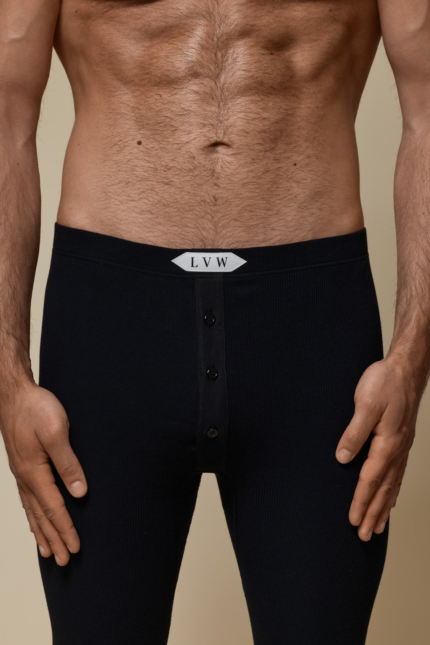 LUXURY LONG JOHN ORGANIC COTTON RIB - BLACK