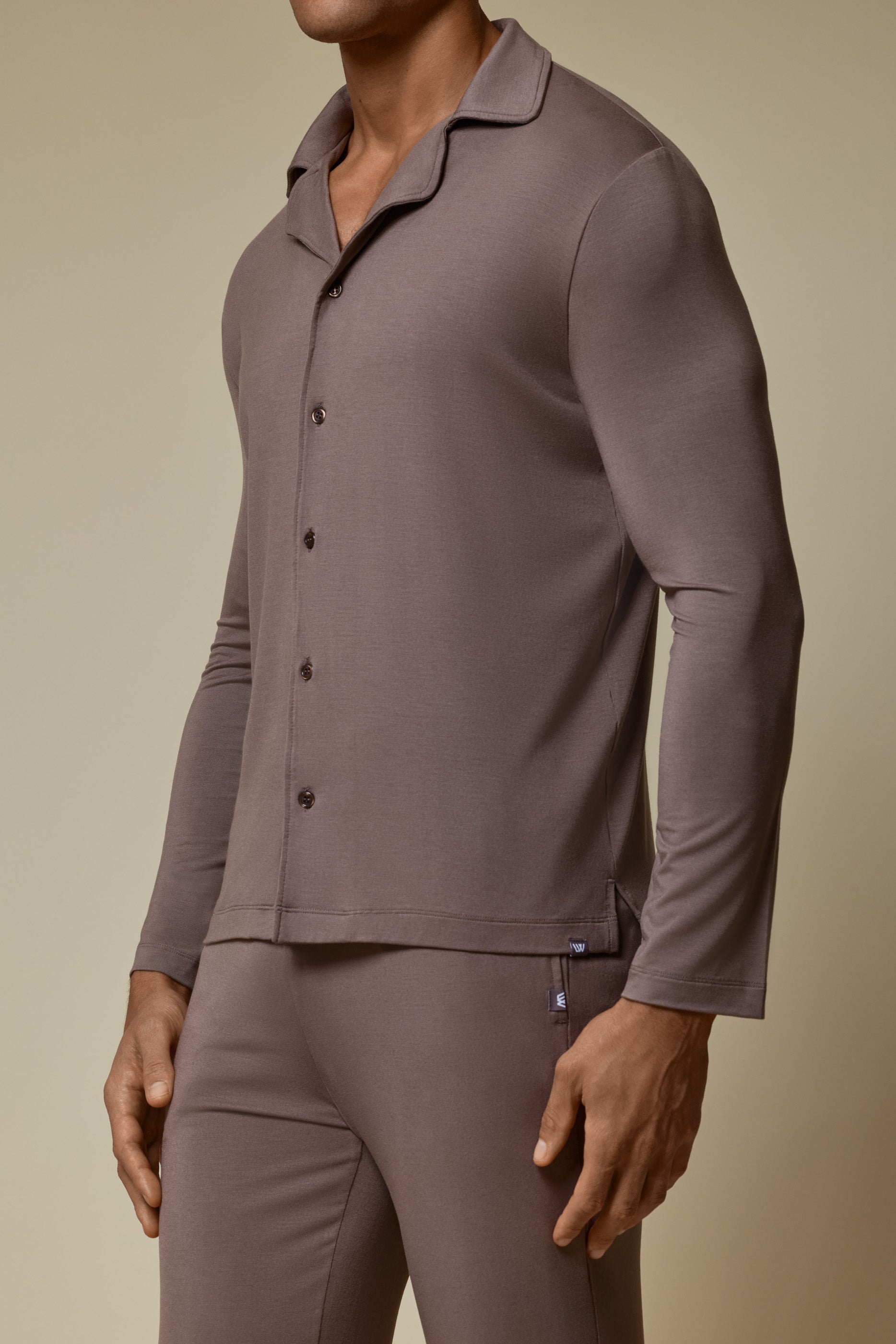 SECOND SKIN V-NECK LONG SLEEVE - DEEP TAUPE