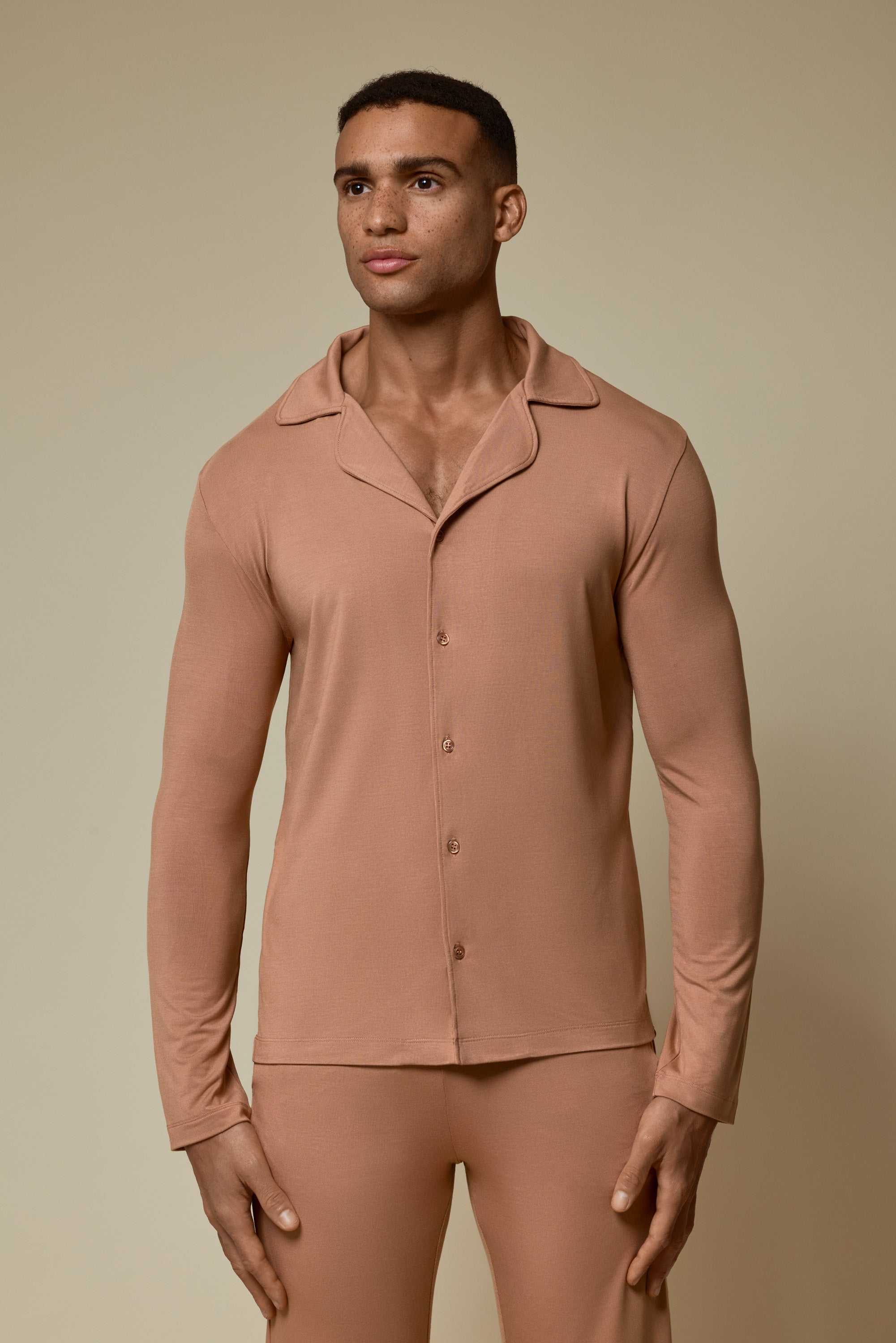 SECOND SKIN V-NECK LONG SLEEVE - MOCHA