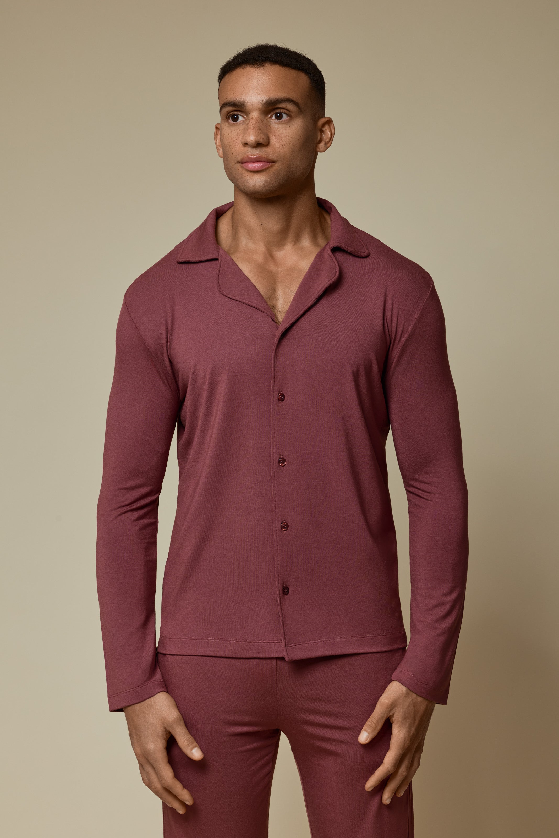 SECOND SKIN V-NECK LONG SLEEVE - HOT CHOCOLATE