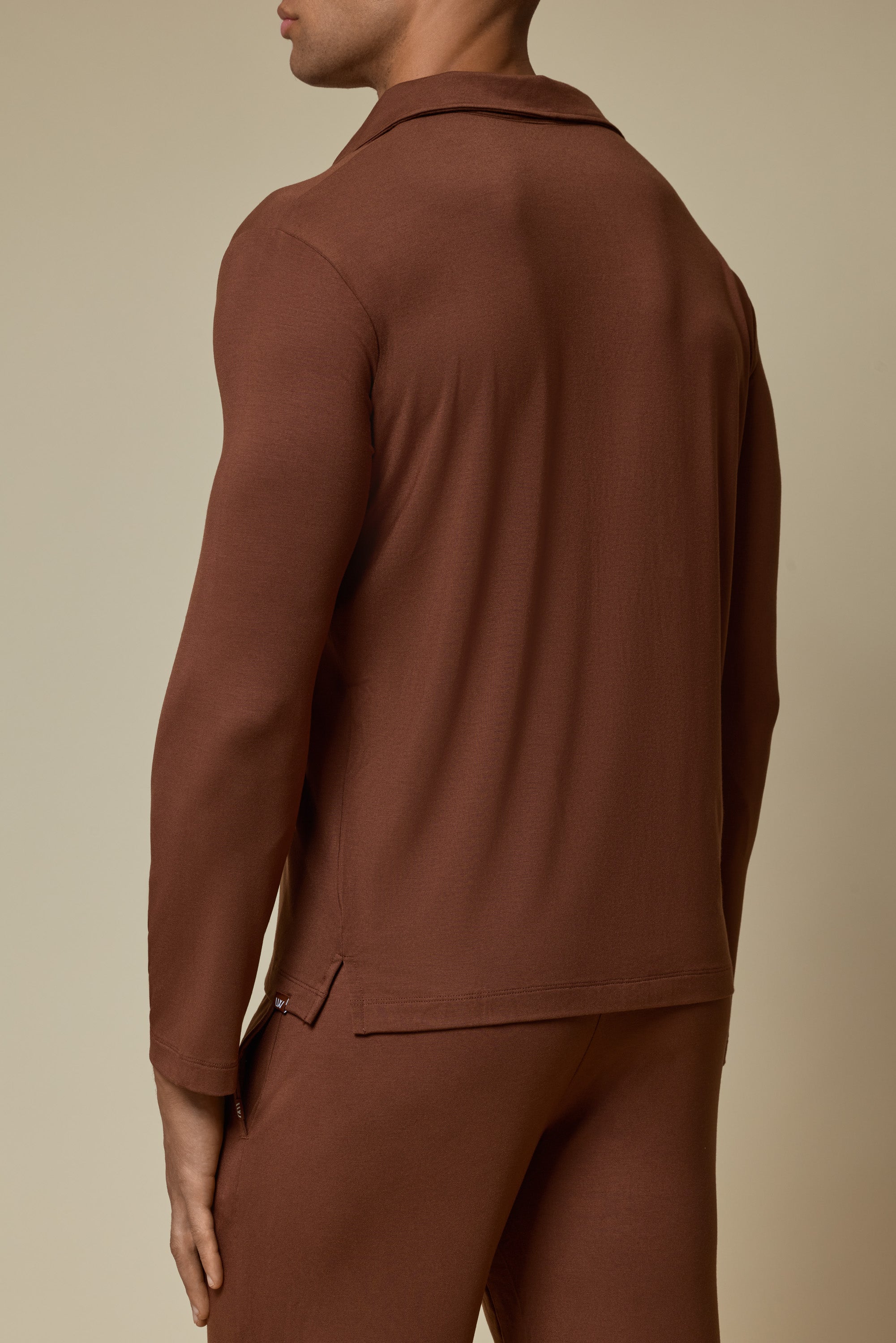 SECOND SKIN V-NECK LONG SLEEVE - CAPPUCCINO
