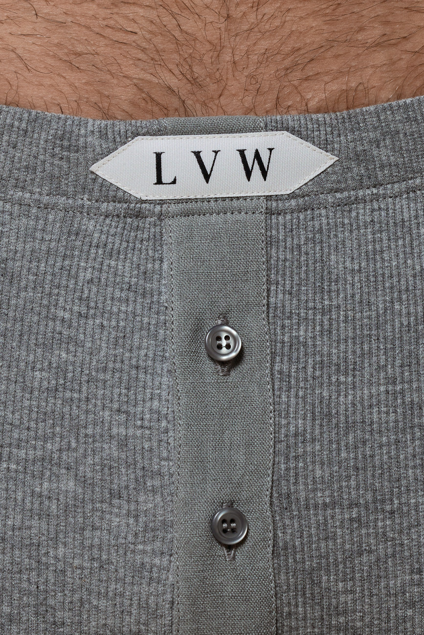 LUXURY LONG JOHN ORGANIC COTTON RIB - GREY MELANGE