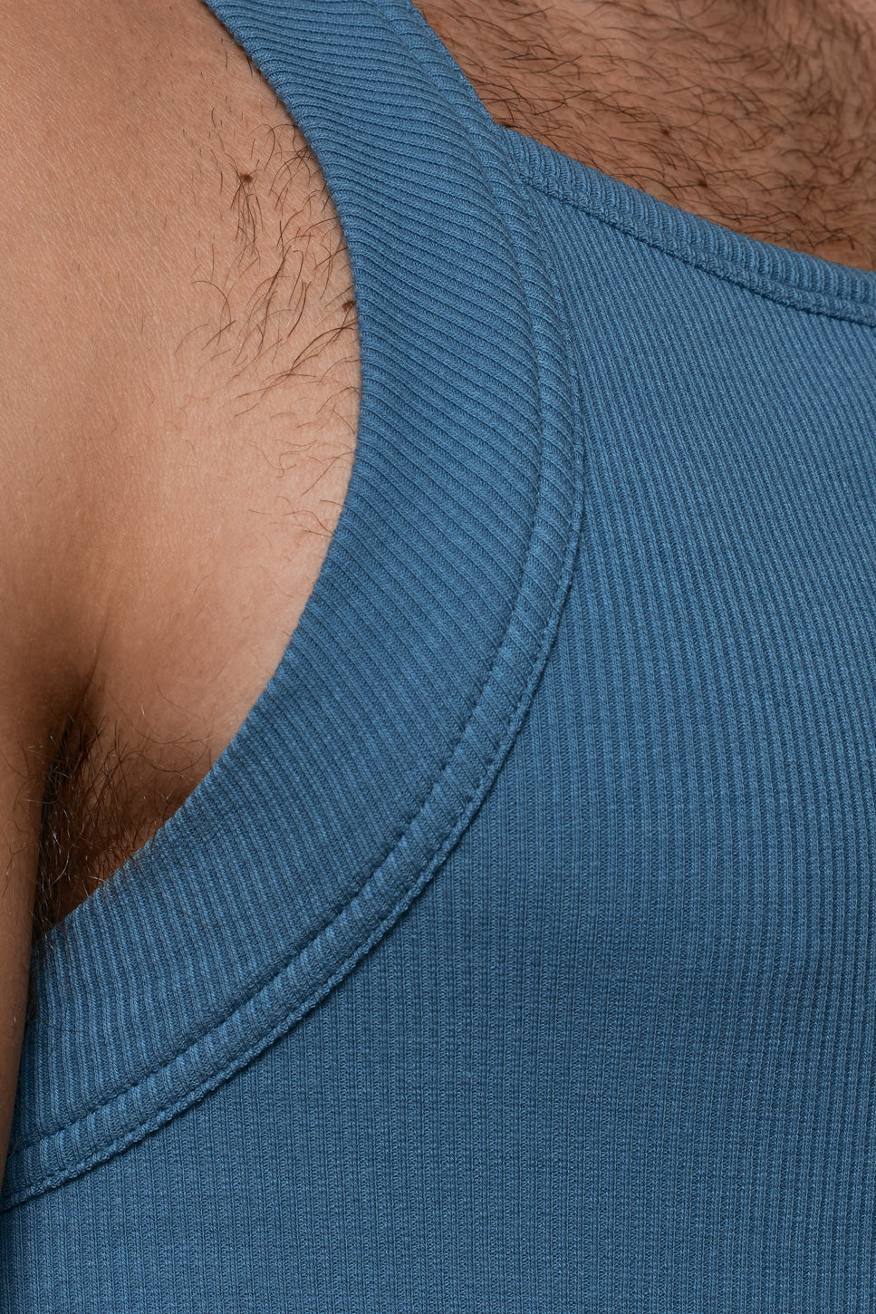 LUXURY SQUARE TANKTOP ORGANIC COTTON RIB - OCEAN DENIM