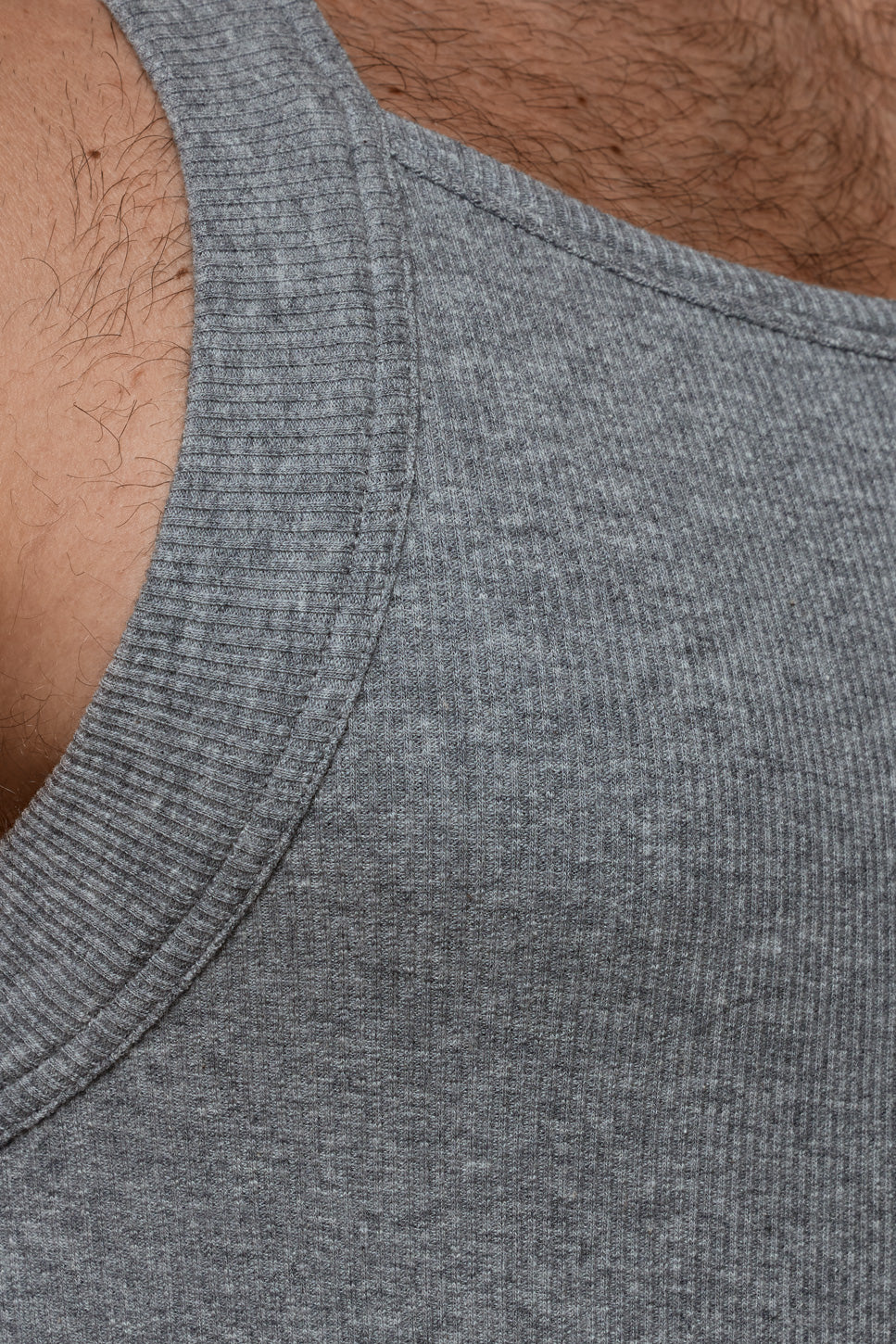 LUXURY SQUARE TANKTOP ORGANIC COTTON RIB - GREY MELANGE