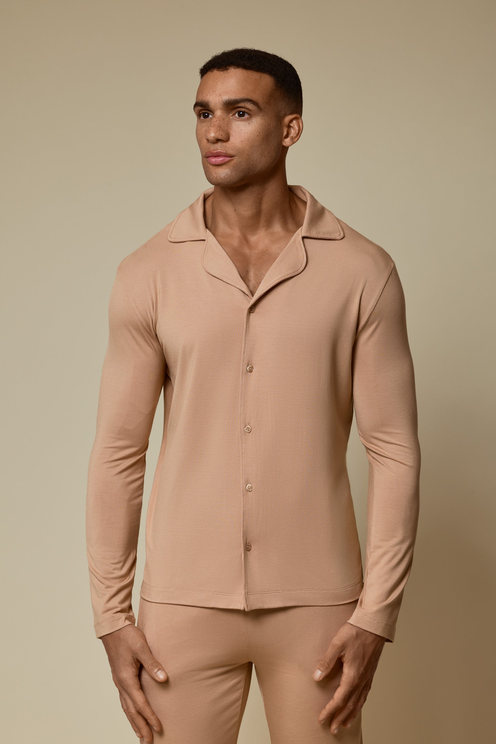 SECOND SKIN V-NECK LONG SLEEVE - BRUSH