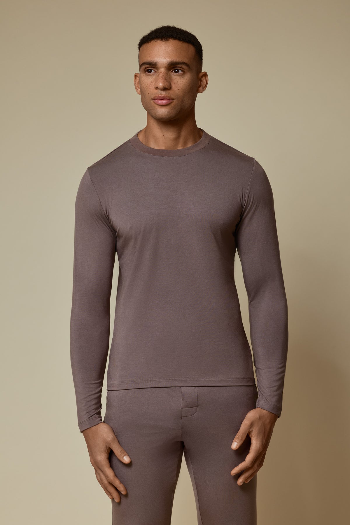 SECOND SKIN LONG SLEEVE TEE - DEEP TAUPE