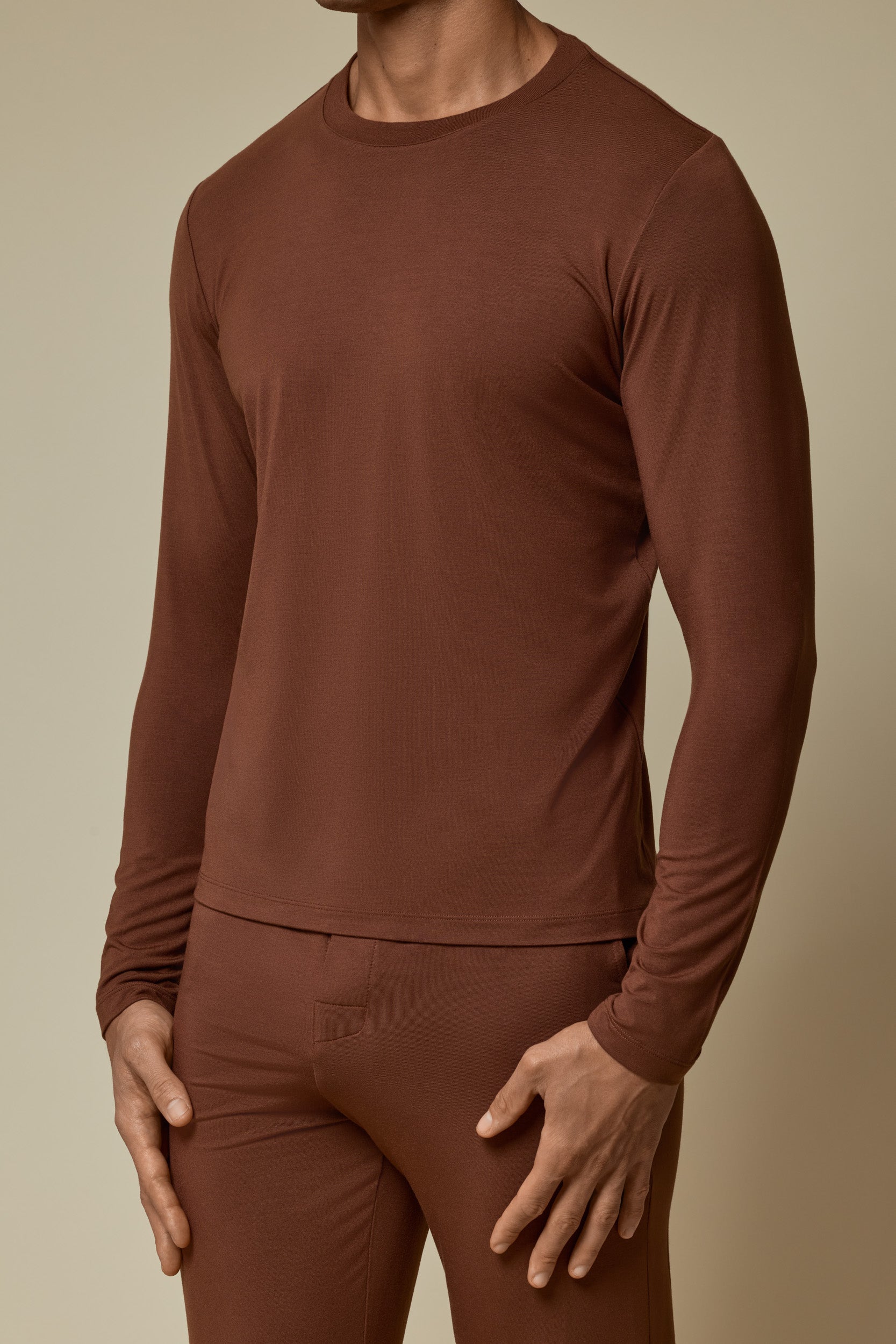 SECOND SKIN LONG SLEEVE TEE - CAPPUCCINO